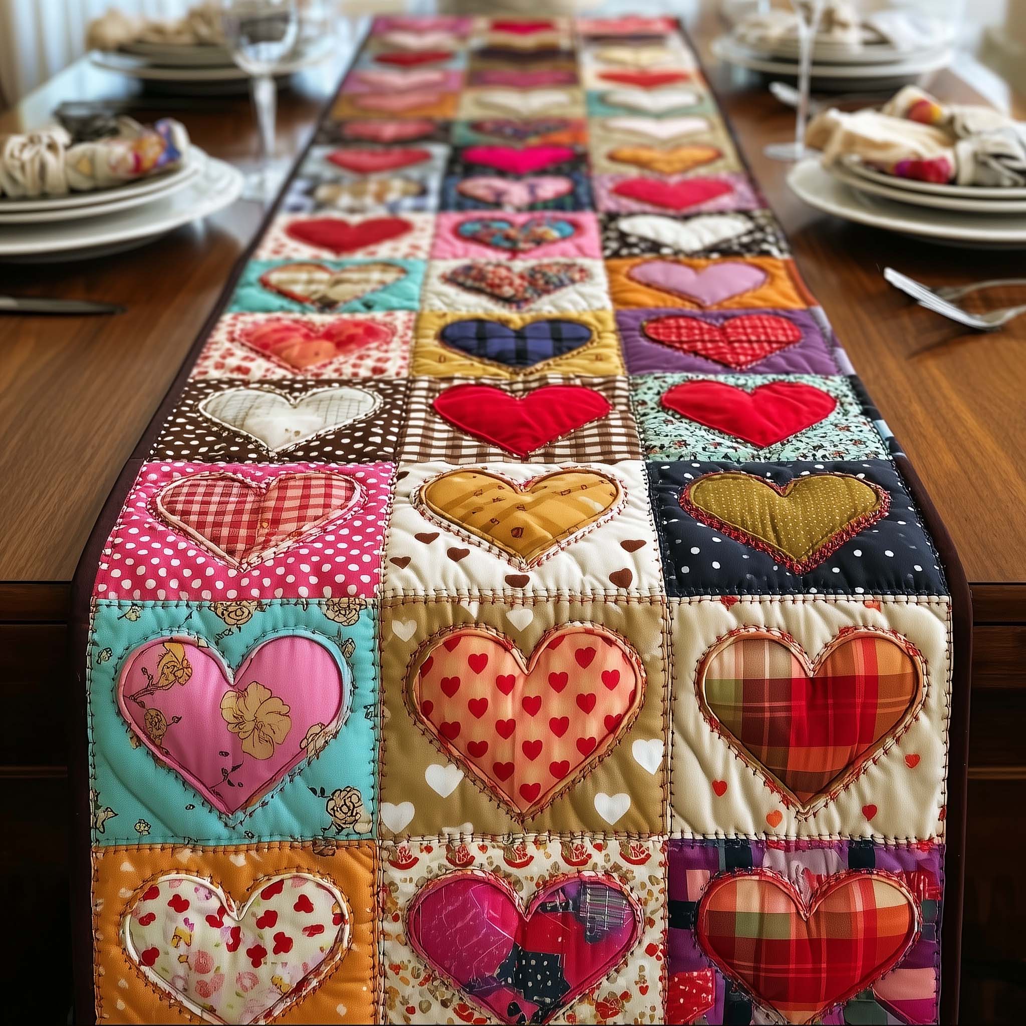 Heart Loom Quilted Table Runner Ideas For Valentine Table Decorations Best Valentine Day Gifts For Mom