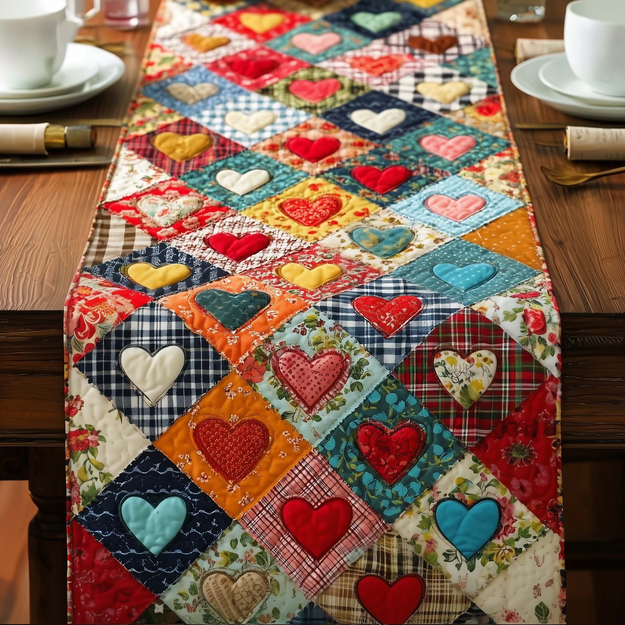 Heart Loom Quilted Table Runner Runner Valentine Valentine Day Gifts For Husband