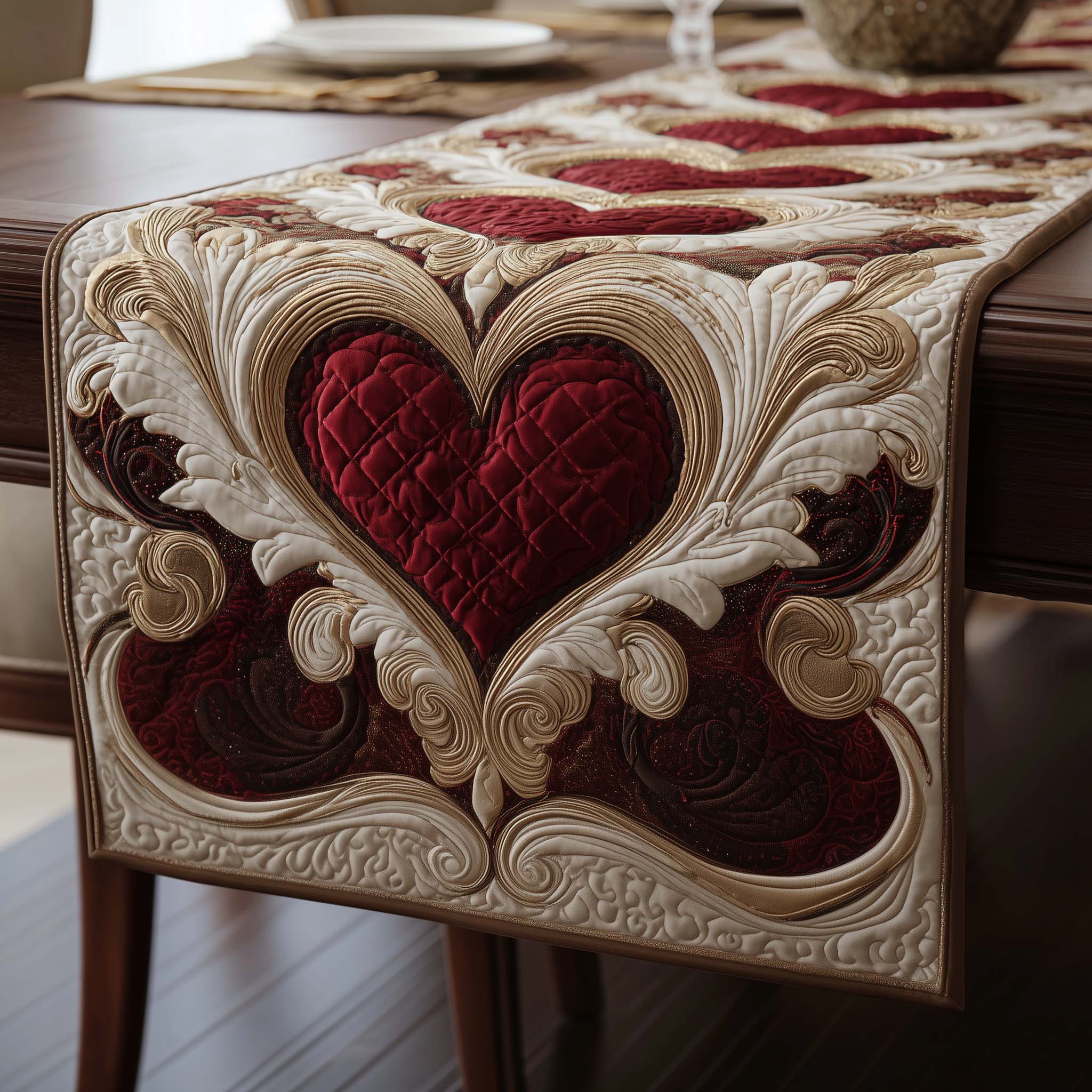 Heart Loom Quilted Table Runner Valentine Decorations Ideas For Tables Valentine Day Gifts For Grandma