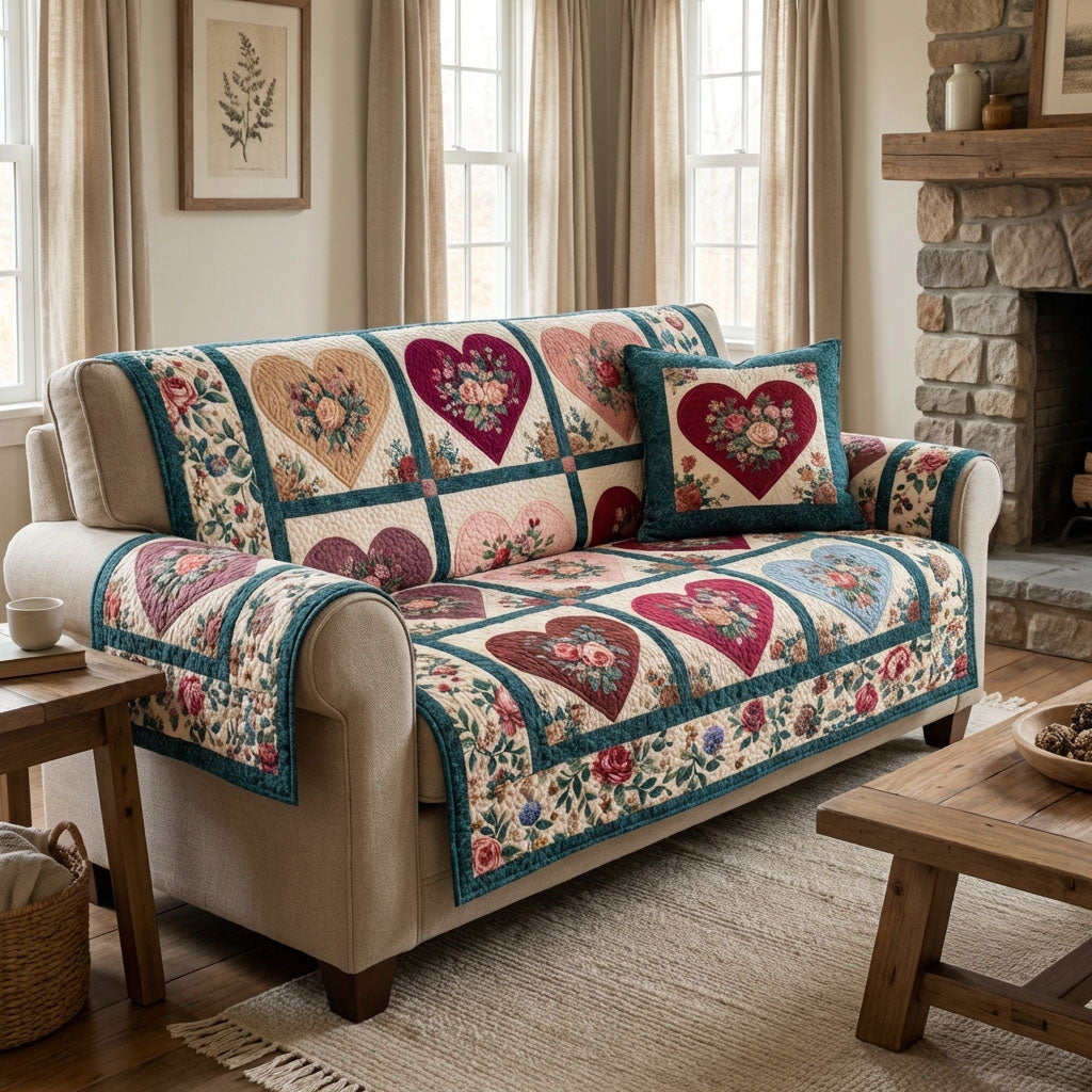 Heart Patch Quilted Sofa Cover Sofa Seat Covers Christmas Ideas For Couples