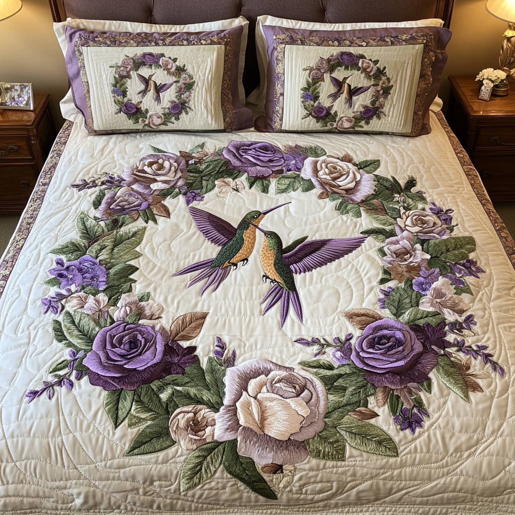 Heartbeat Harmony Quilted Bedding Set Best Comforter Sets Cool Gifts For Hummingbird Lovers