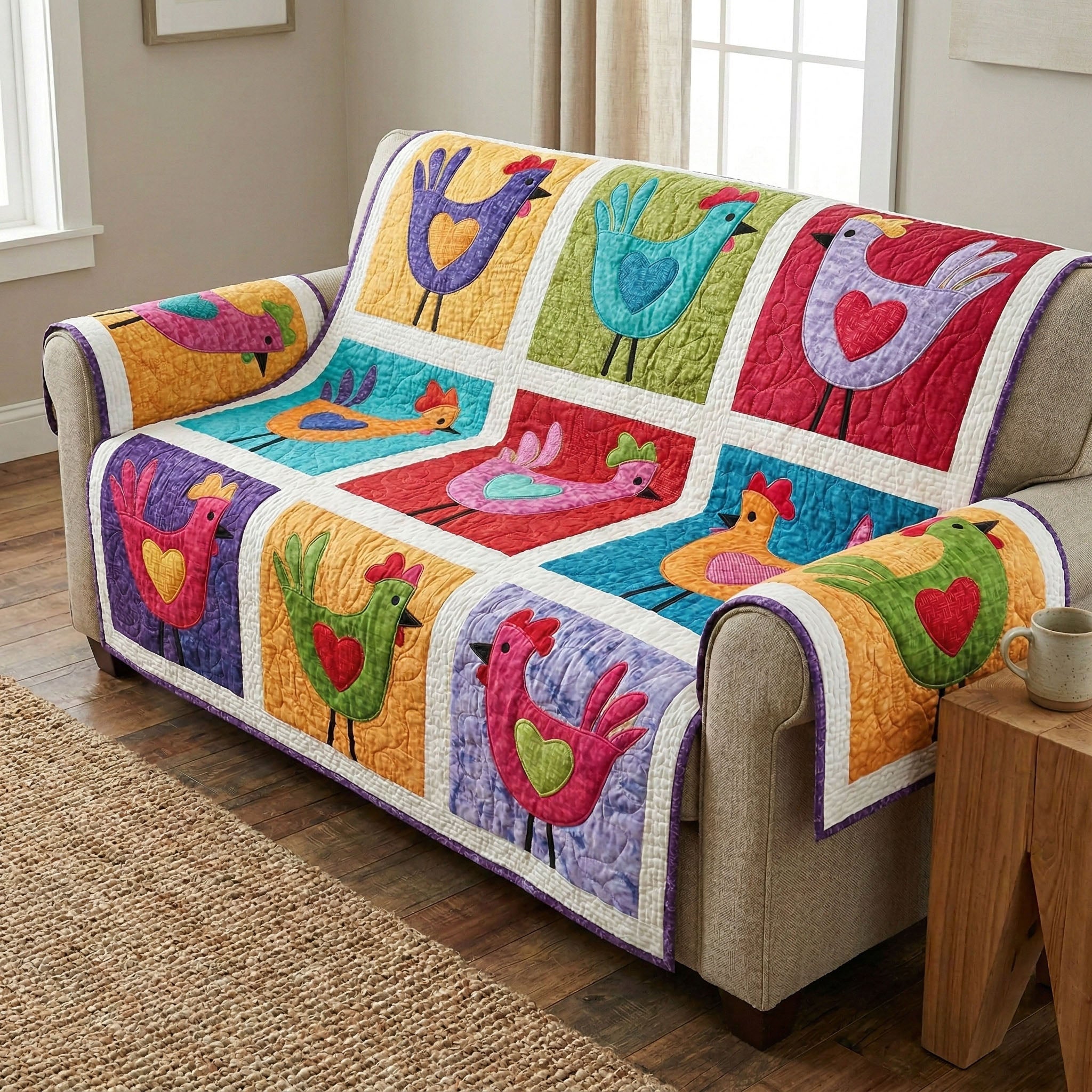 Heartfelt Barnyard Quilted Sofa Cover The Best Sofa Covers Chicken Themed Gifts