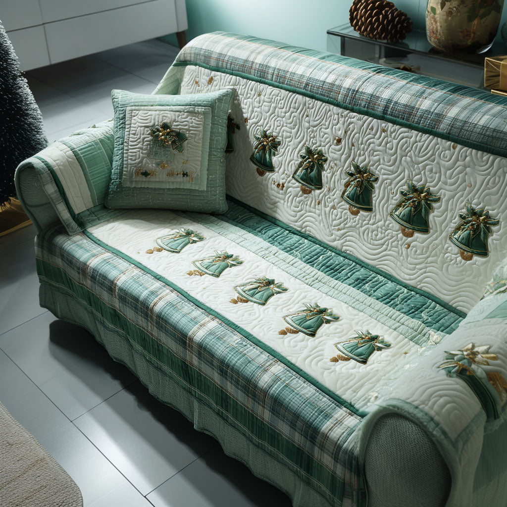 Hearthlight Holiday Quilted Sofa Cover Christmas Family Room Decor Family Christmas Gifts