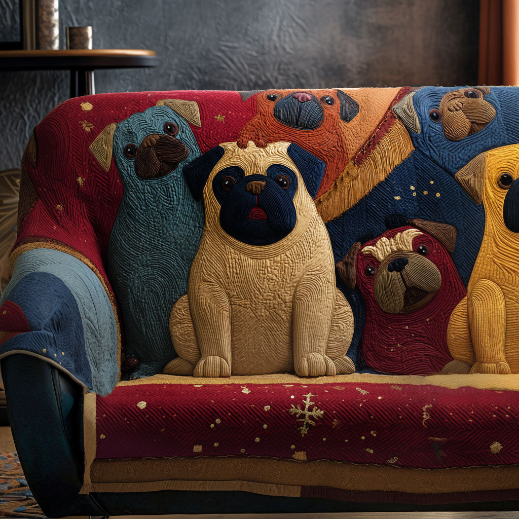 Hearthside Pugs Quilted Sofa Cover Best Slip Cover Sofa Pug Secret Santa Gifts