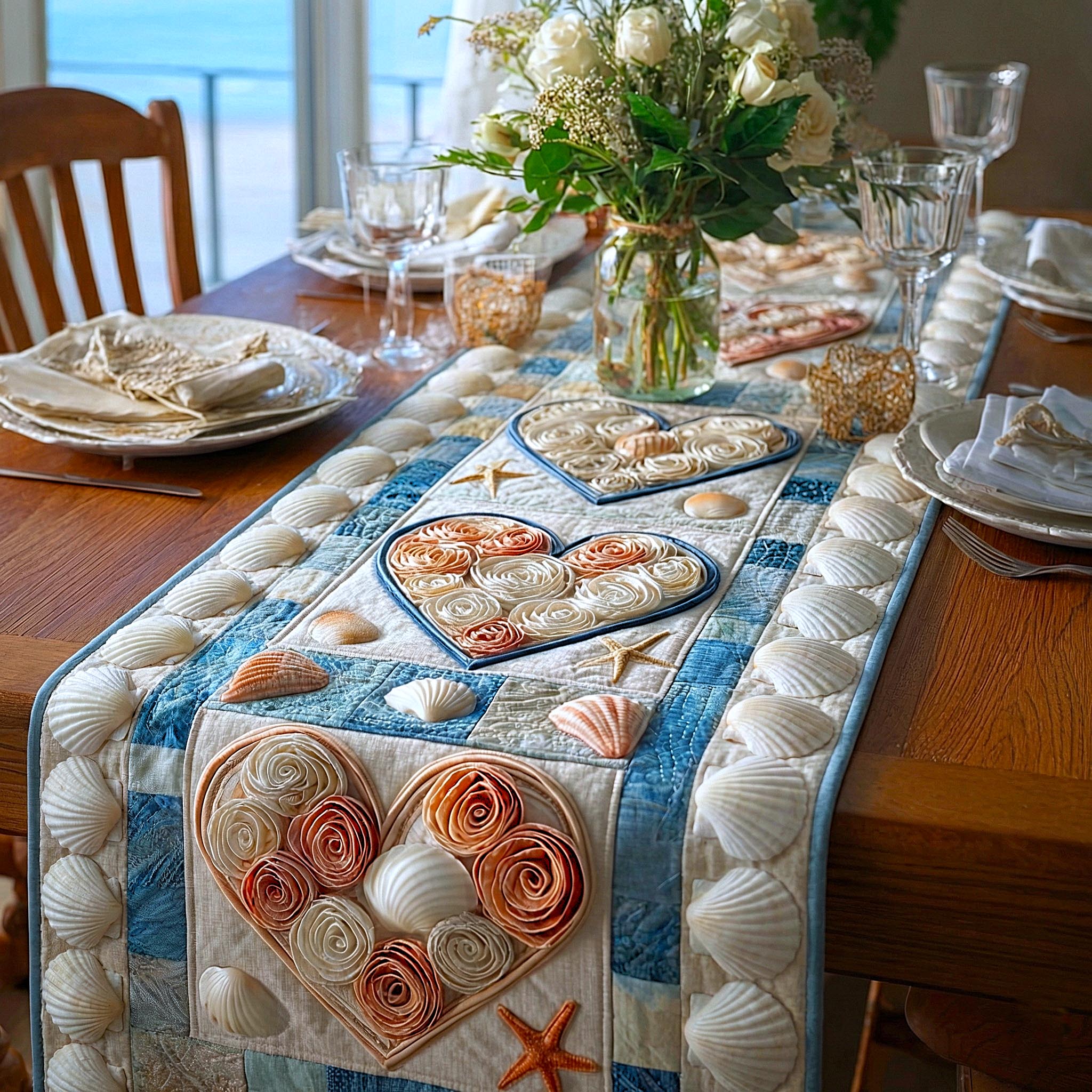 Heartloom Roses Quilted Table Runner Table Runner For Valentine's Day Best Valentine Day Gifts