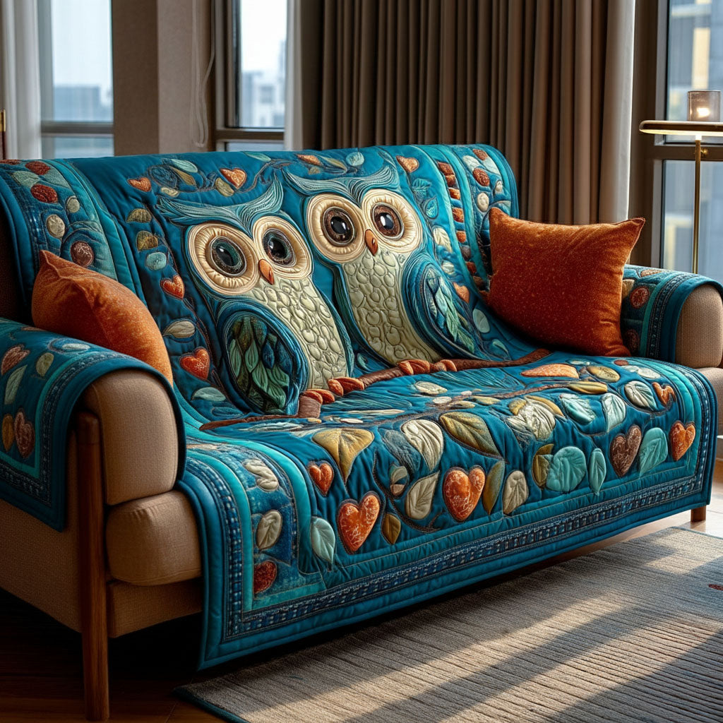 Heartwood Owls Quilted Sofa Cover Living Room Decor Ideas Valentine'S Day Gifts