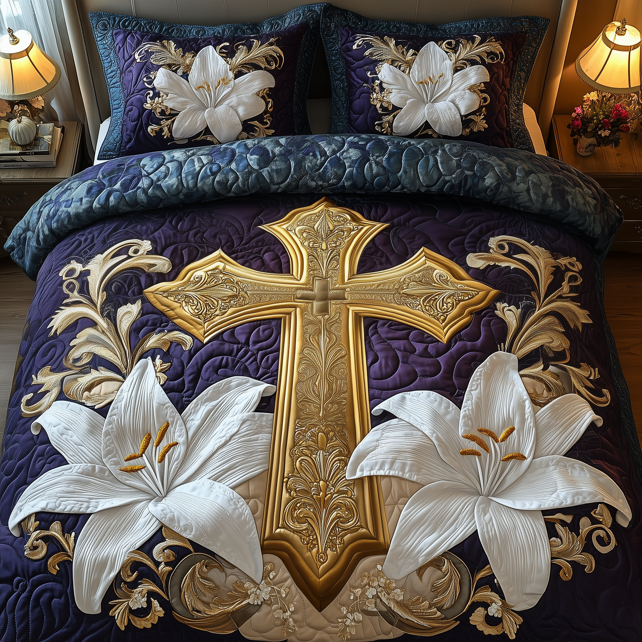 Heavenly Embrace Quilted Bedding Set Bed Comforter Set Christian Christmas Presents