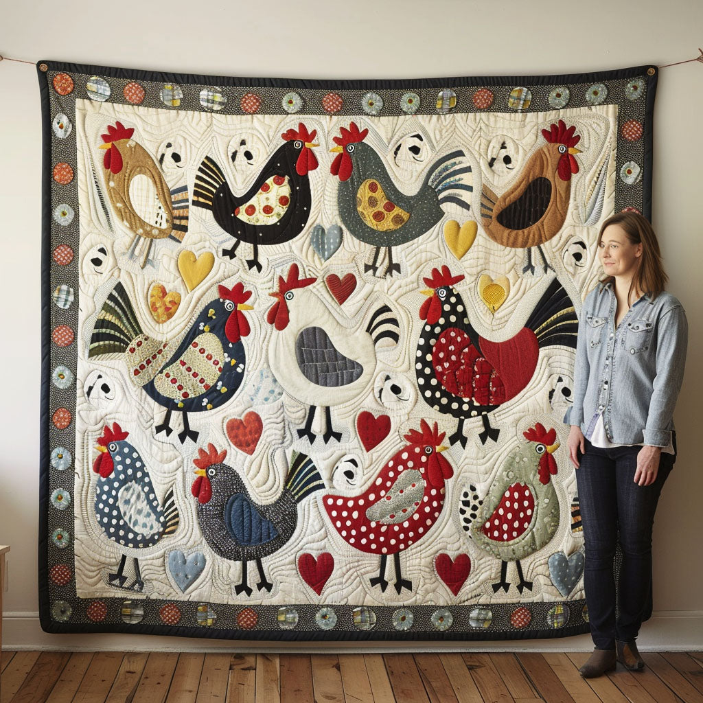 Hen House Harmony Quilted Blanket Bed Decorations Best Gifts For Chicken Owners