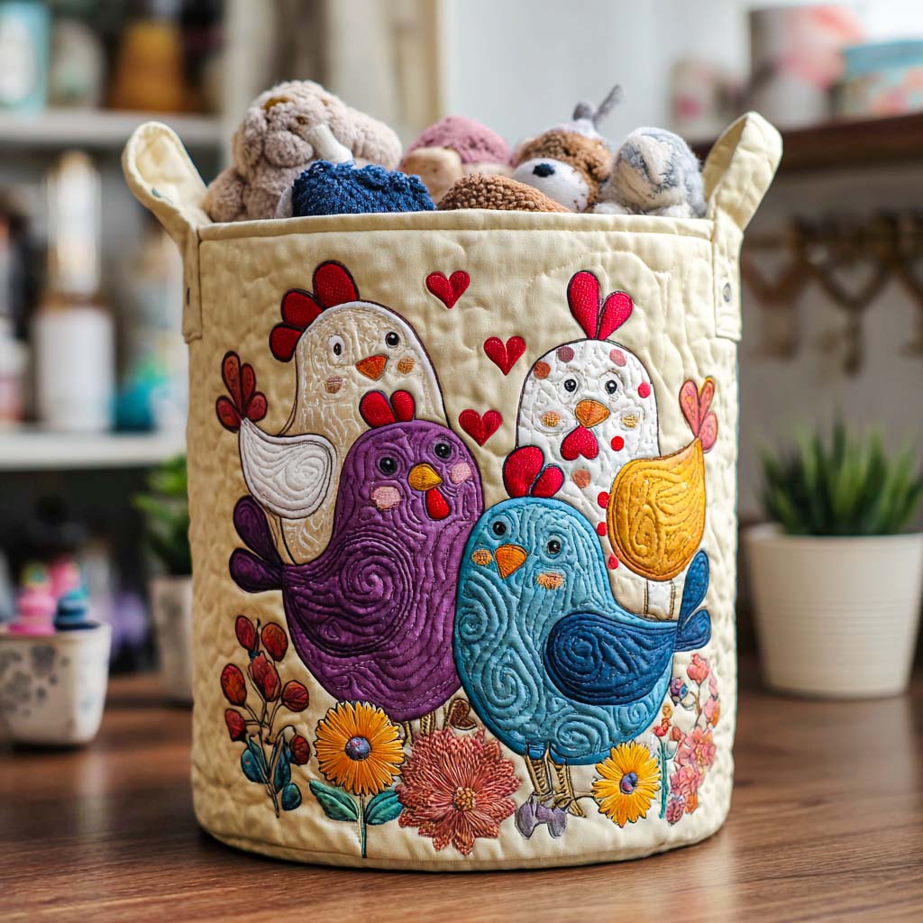 Henny Home Quilted Laundry Basket Unique Cool Laundry Basket Gifts For Chicken Owners
