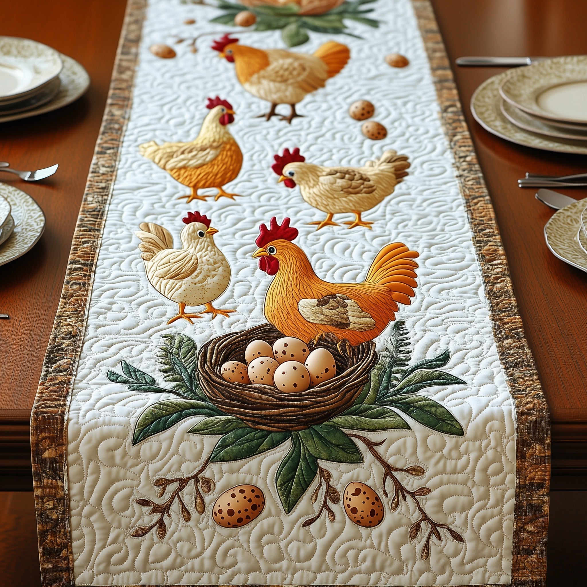 Hens Quilted Table Runner Dining Room Table Toppers Gifts For Hen Lovers