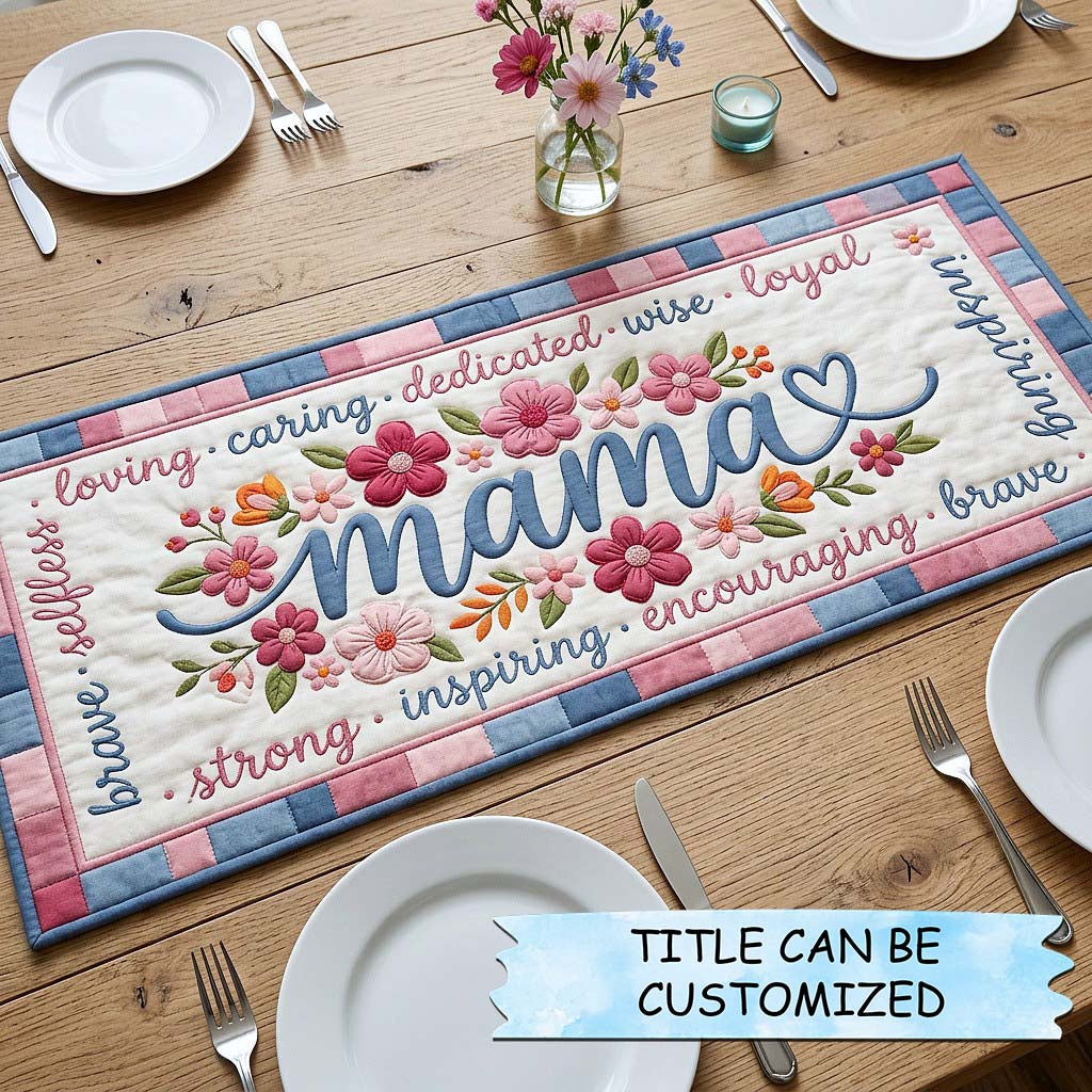 Her Keepsake Quilted Table Runner QTCUZ Holiday Table Throw Moms Day Gift Ideas