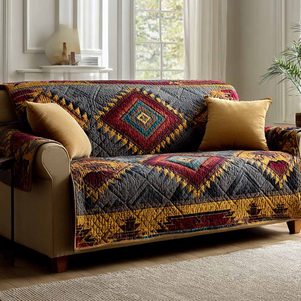 Heritage Diamonds Quilted Sofa Cover Couch Seat Covers Native American Gift Ideas