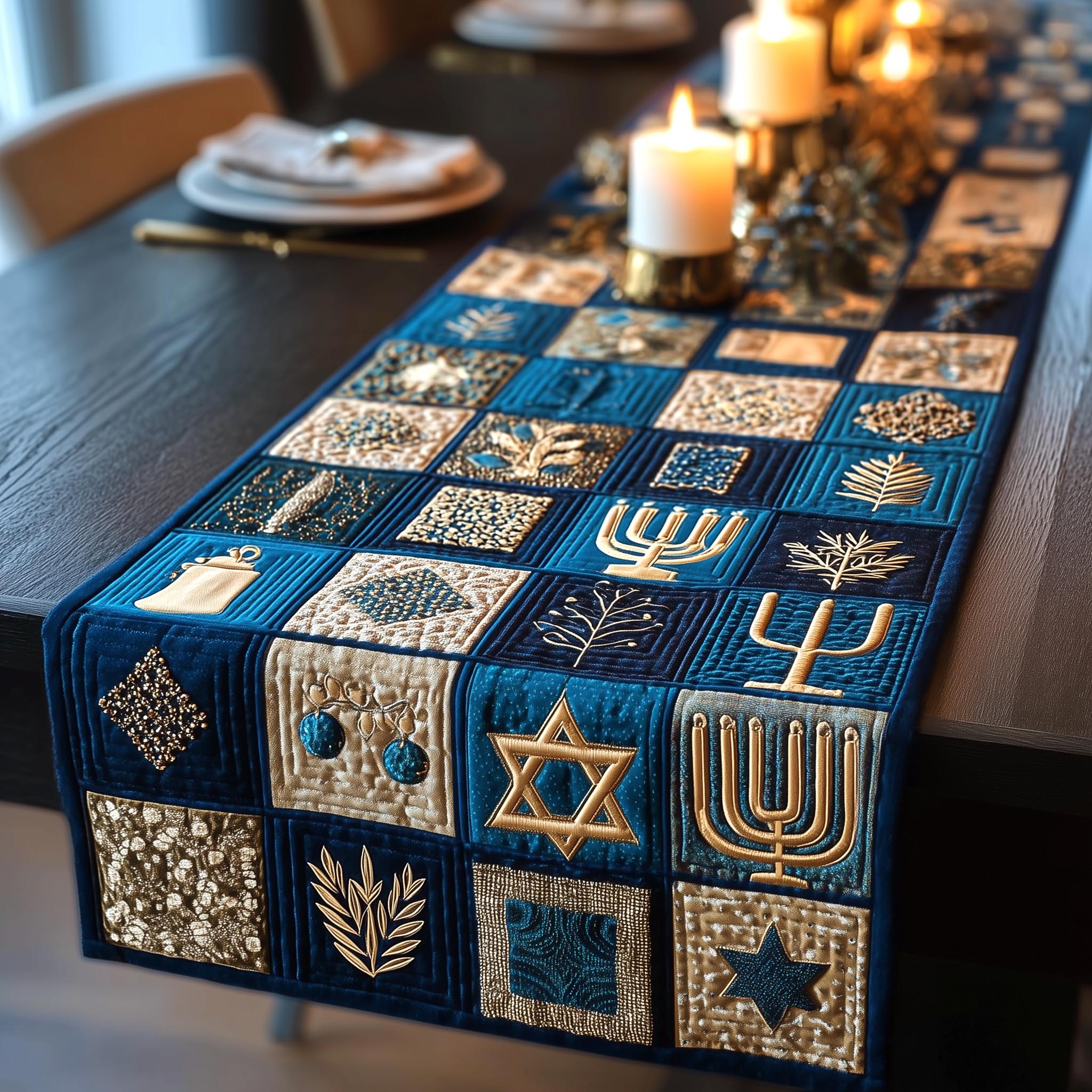 Heritage Glow Quilted Table Runner Dining Table Centerpiece Ideas Hanukkah Gifts For Friends