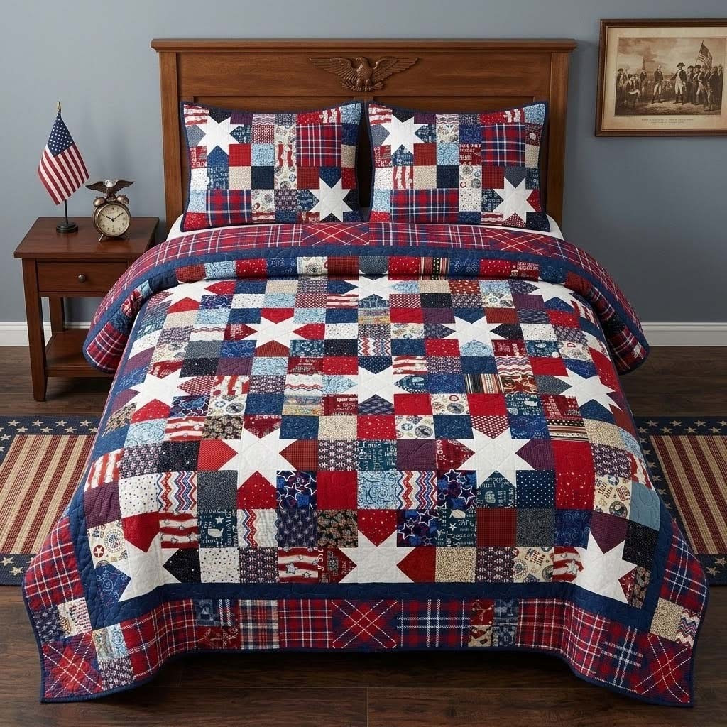 Heritage Patch Quilted Bedding Set Unique Bed Sheet Set Gift For Family Relatives