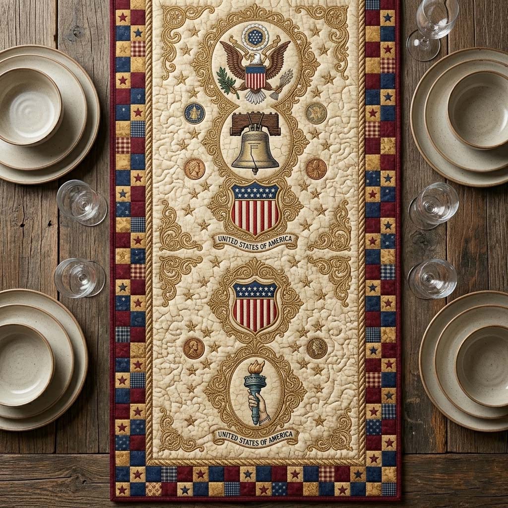 Heritage Patch Quilted Table Runner 4th Of July Centerpiece Ideas Best Patriotic Gifts