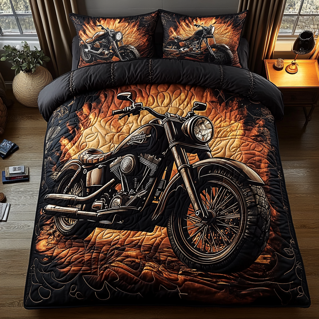 Heritage Ride Quilted Bedding Set Cute Bed Sheet Set Cool Gifts For Dad