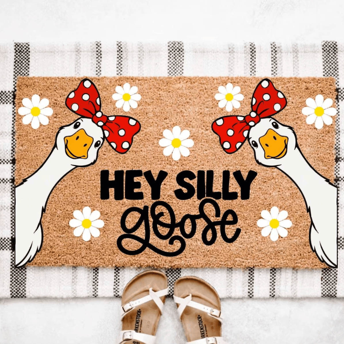 Hey Silly Goose Doormat Cute Floral Welcome Mat Spring Home Decor Gifts For Besties