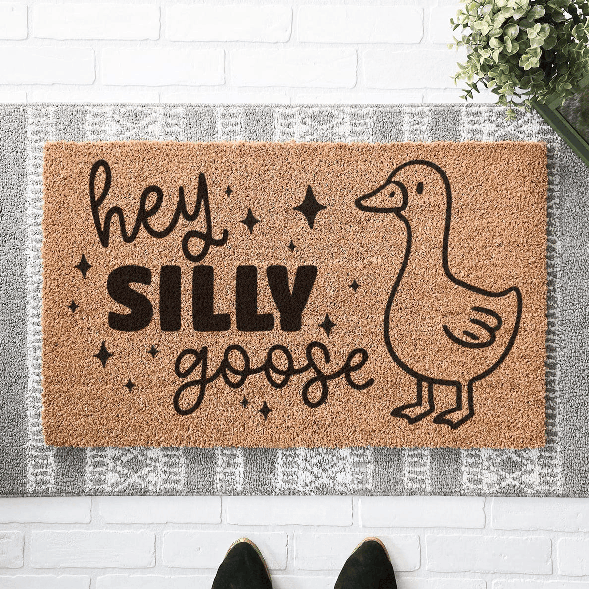 Hey Silly Goose Doormat Funny Goose Welcome Mat Housewarming Gift For Goose Lovers