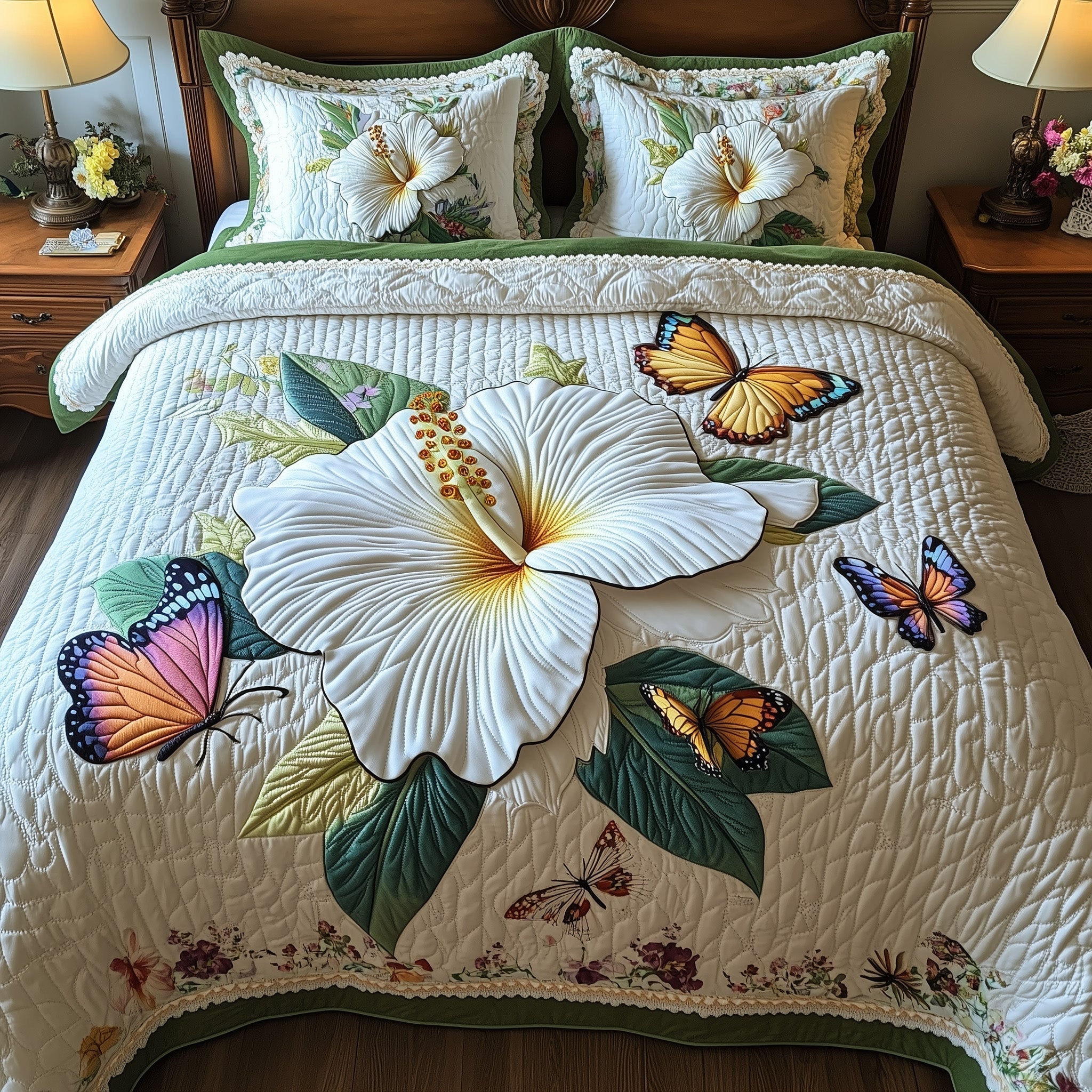 Hibicus Haven Quilted Bedding Set Bed Room Art Last Minute Mother's Day Ideas