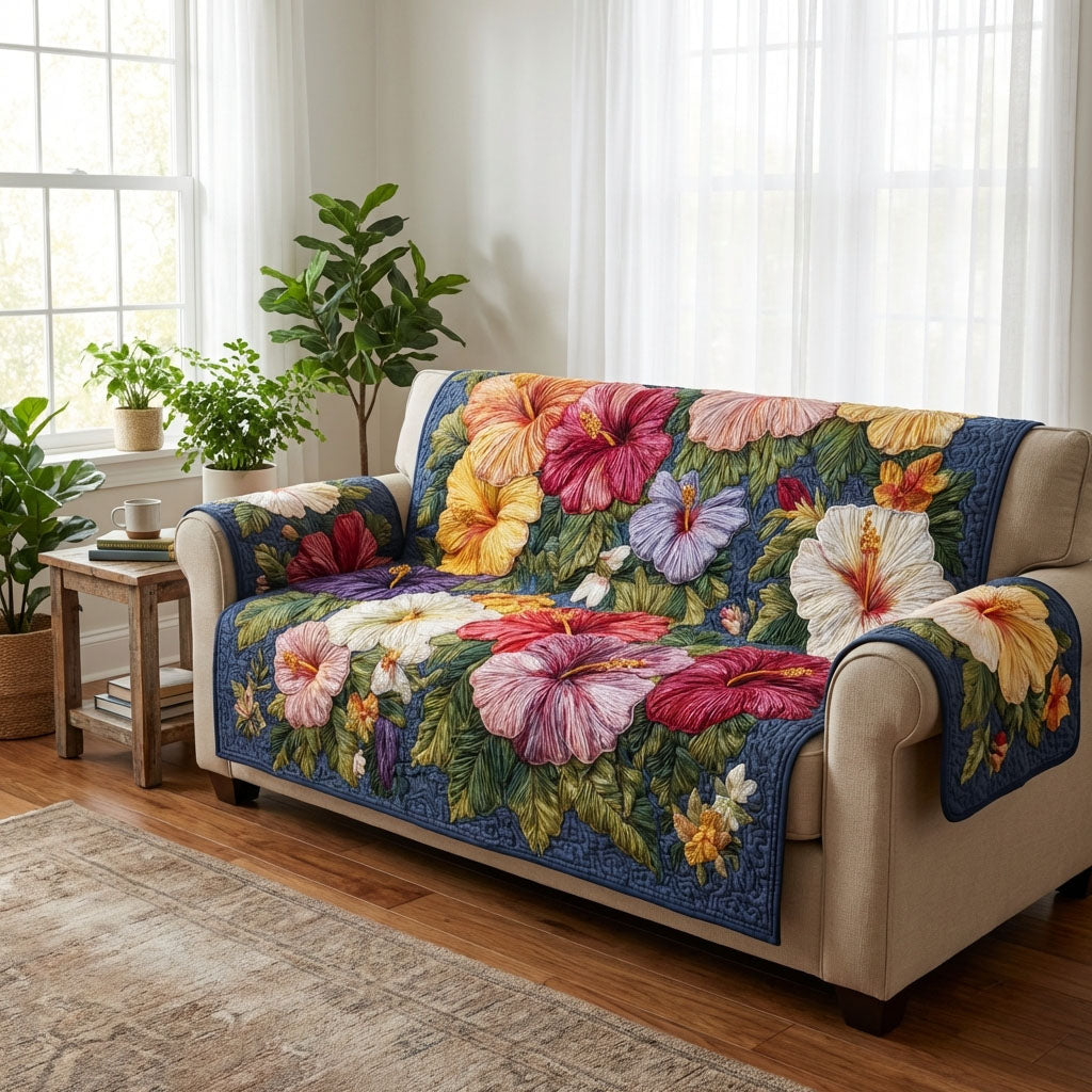 Hibiscus Haze Quilted Sofa Cover The Best Sofa Slipcovers Mother To Be Gifts