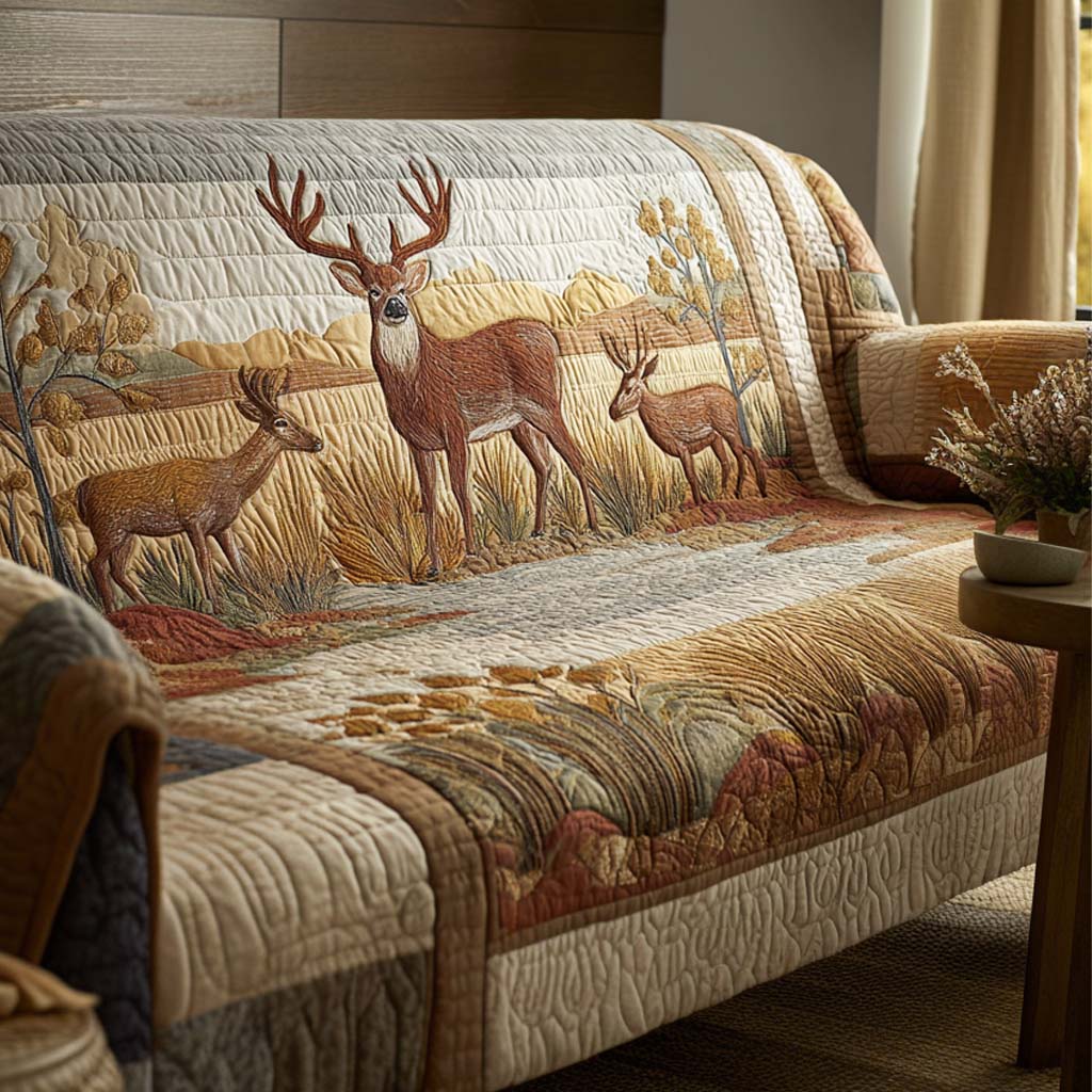 Hidden Deer Quilted Sofa Cover Furniture Slipcovers Presents For Deer Hunters
