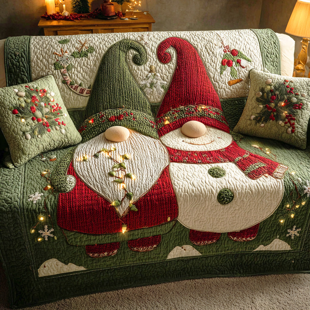 Hidden Gnome Hollow Quilted Sofa Cover Christmas Couch Decor Secret Santa Gift Ideas