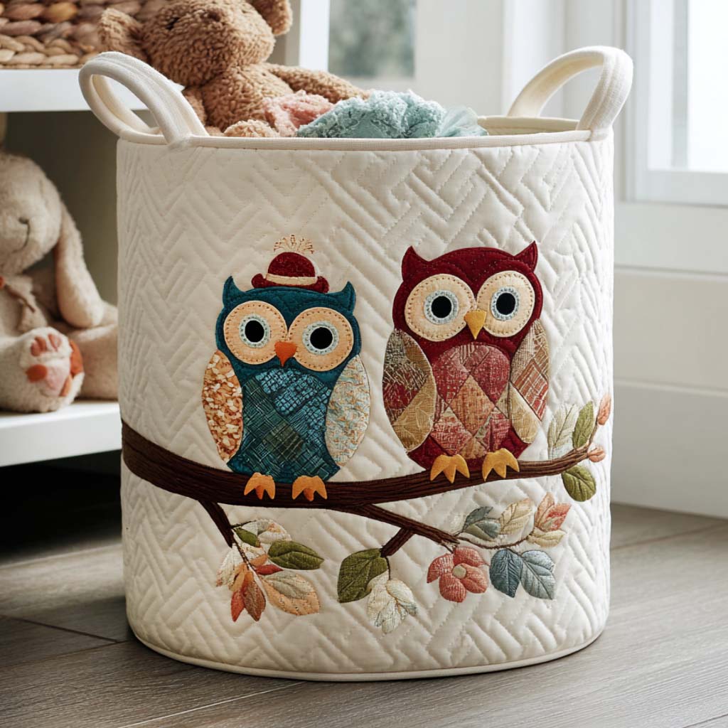 Hidden Owl Quilted Laundry Basket Best Laundry Basket Owl Gifts For Her