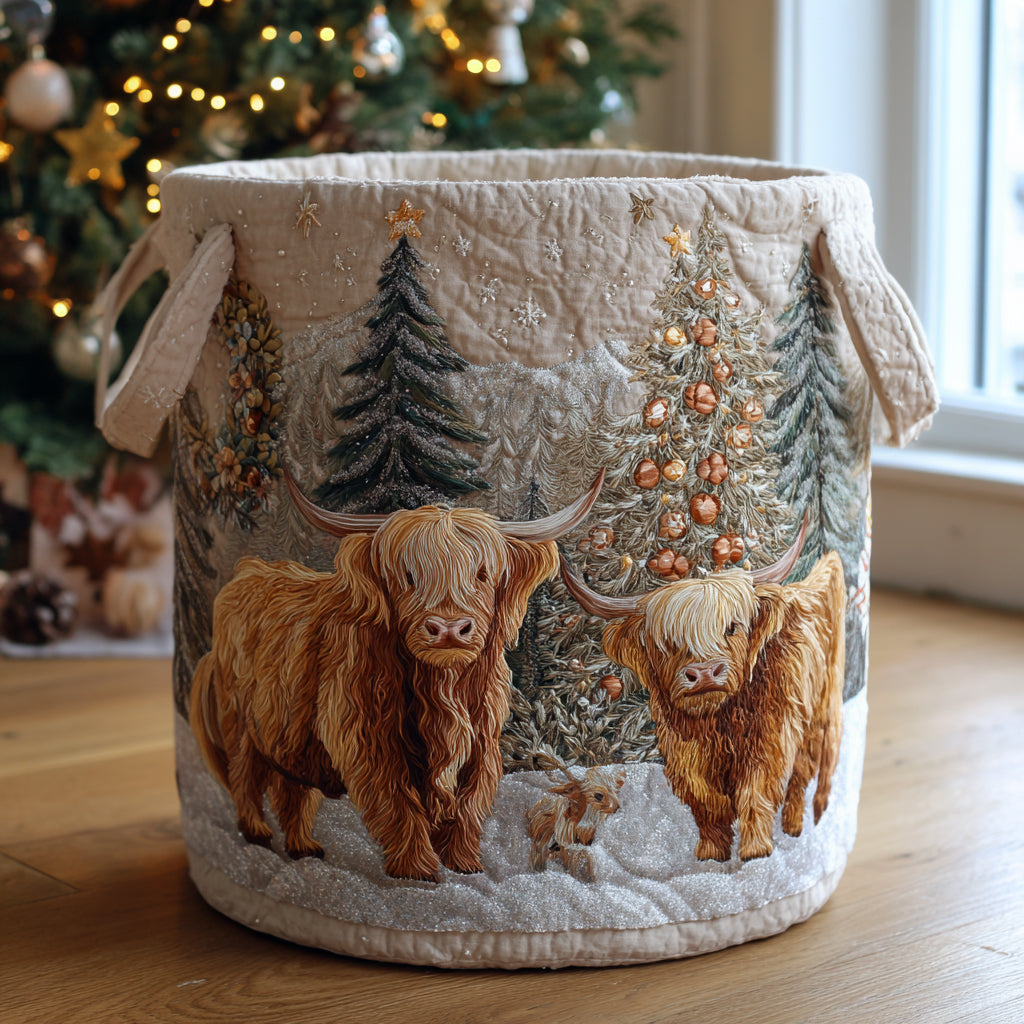 Highland Beauty Quilted Laundry Basket Home Decor Styles Highland Cow Themed Gifts