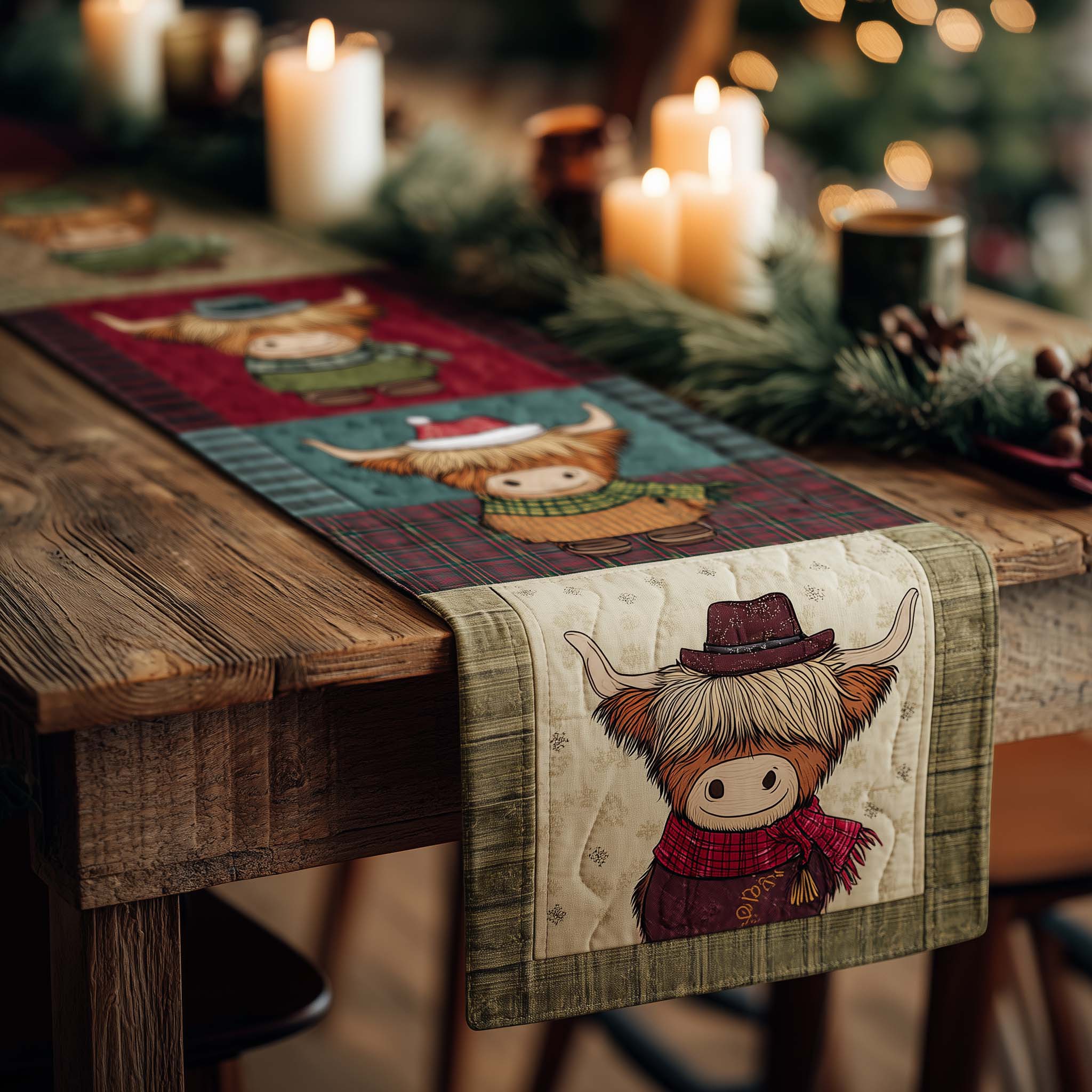 Highland Beauty Quilted Table Runner Christmas Dining Room Decor Family Christmas Gifts