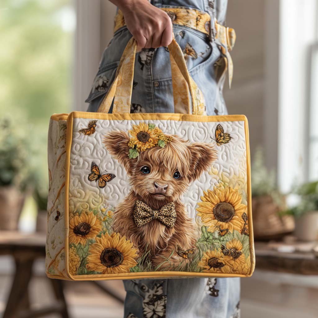 Highland Bloom Quilted Tote Bag Shoulder Bag Perfect Gifts For Mom