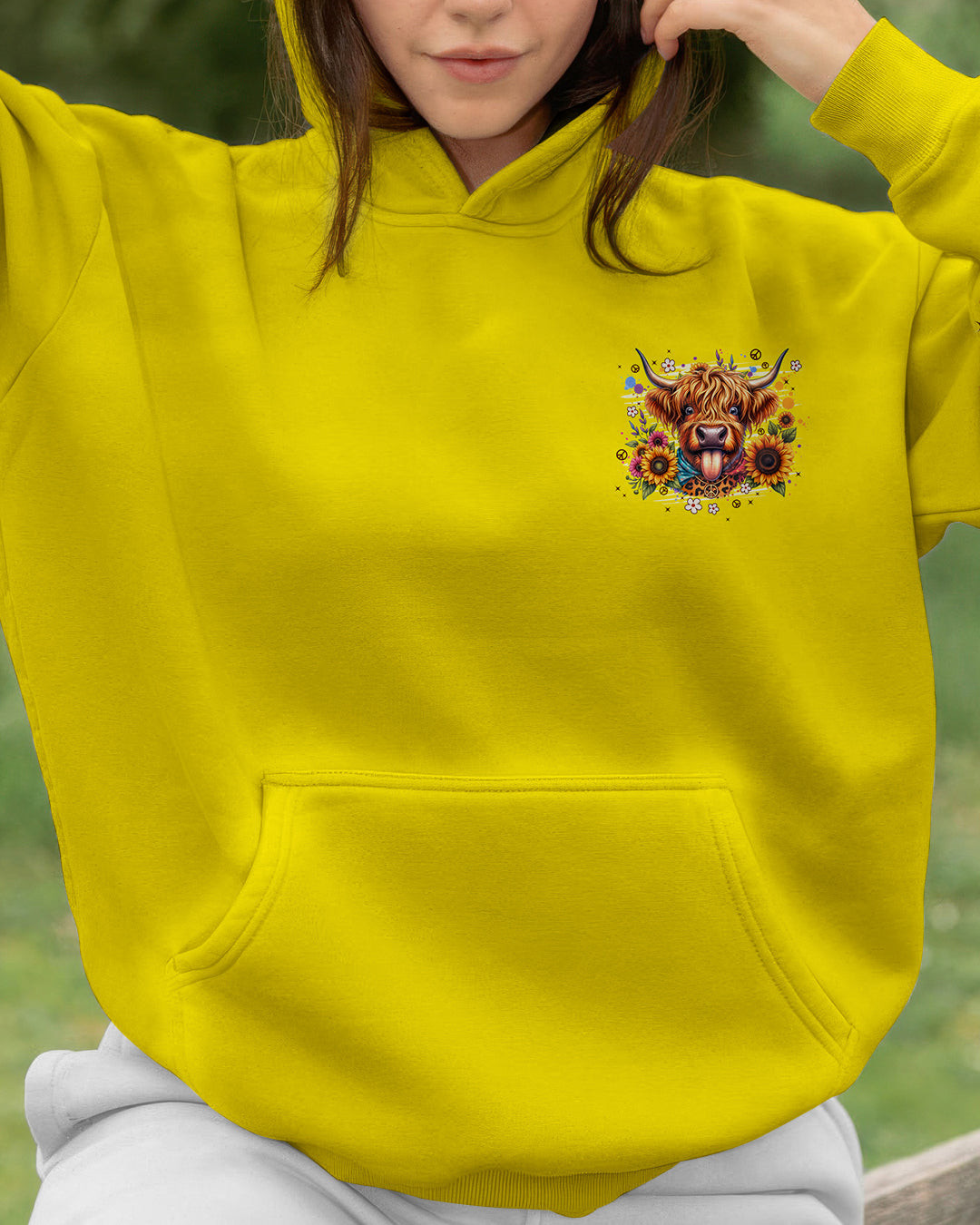 Highland Cow Apparently I Have An Attitude Hoodie Sunflower And Peace Pullover Gift For Women