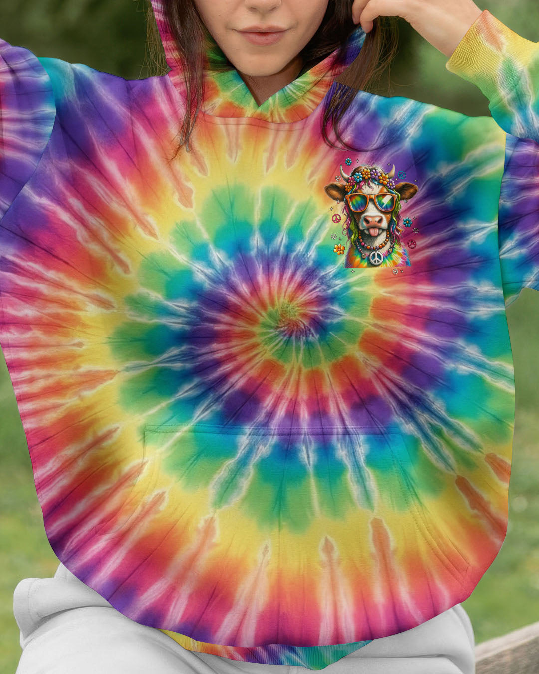 Highland Cow Apparently I Have An Attitude Tie Dye Hoodie Funny Cow Clothing Hippie Animal Gift - Image 2