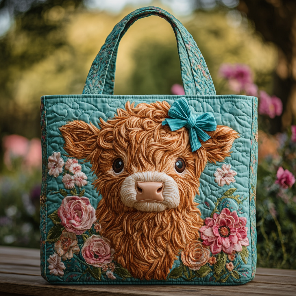 Highland Cow Garden Quilted Tote Bag Tote Bags For Women Great Mother's Day Gifts