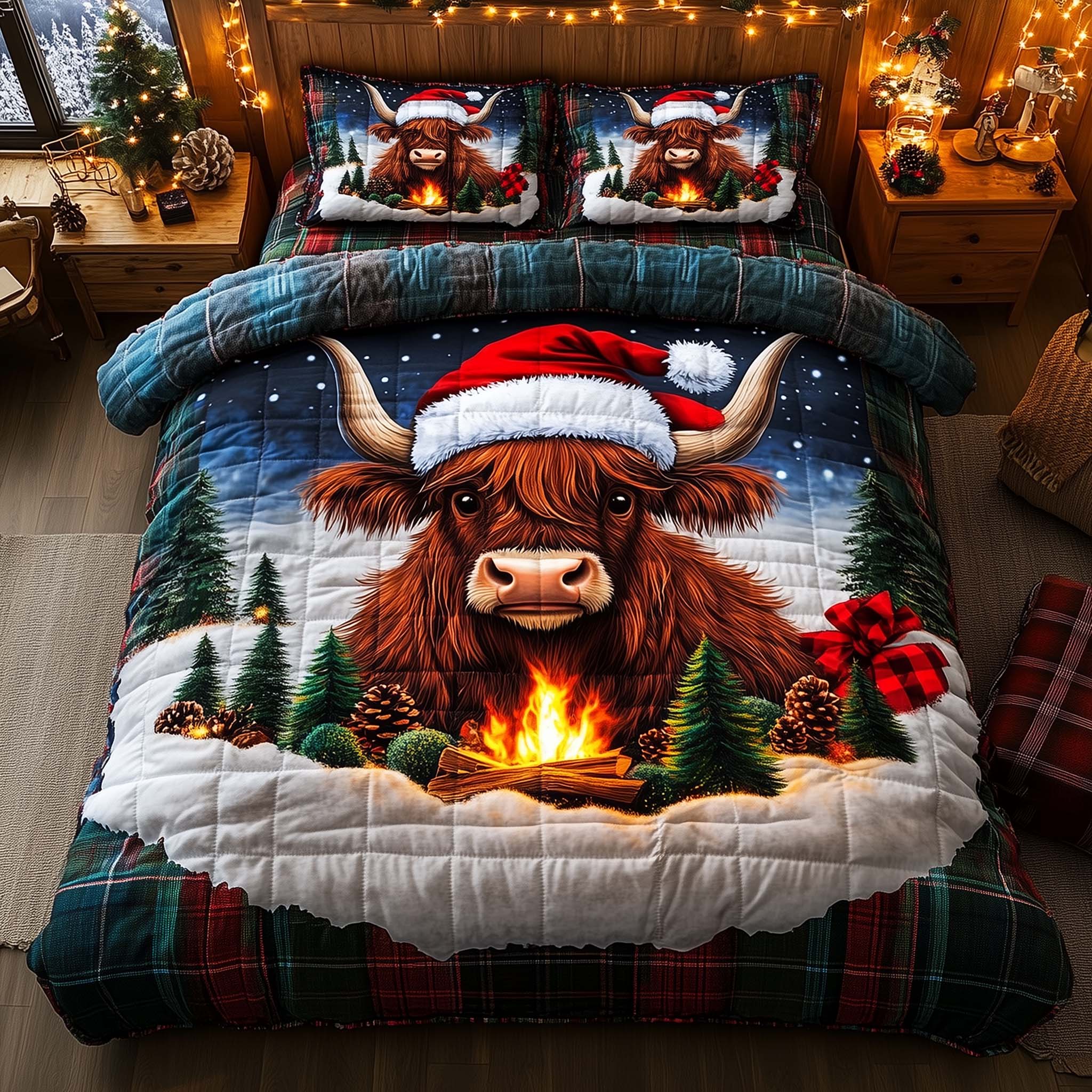 Highland Cow Quilted Bedding Set Christmas Bed Ideas Last Minute Christmas Gifts