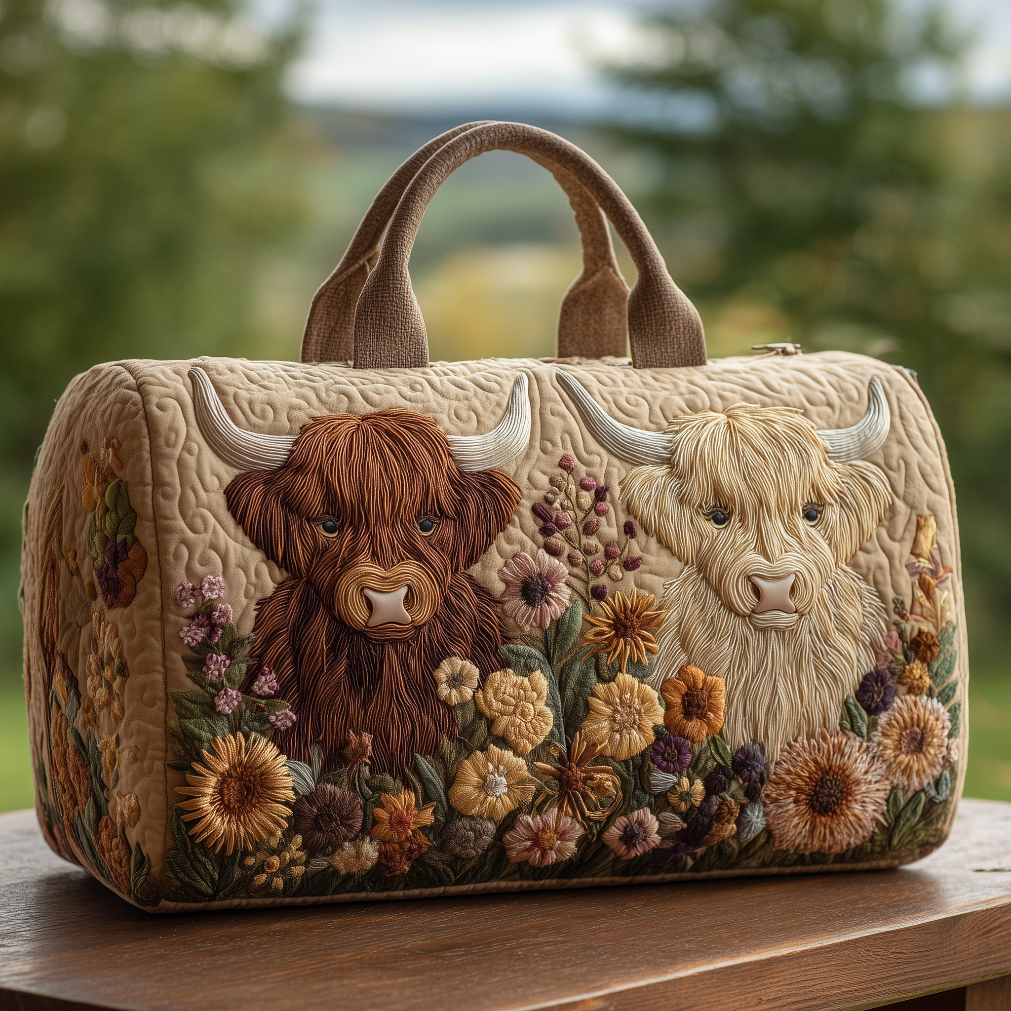 Highland Cow Quilted Duffle Bag Duffle Bag Travel The Best Mother's Day Gifts