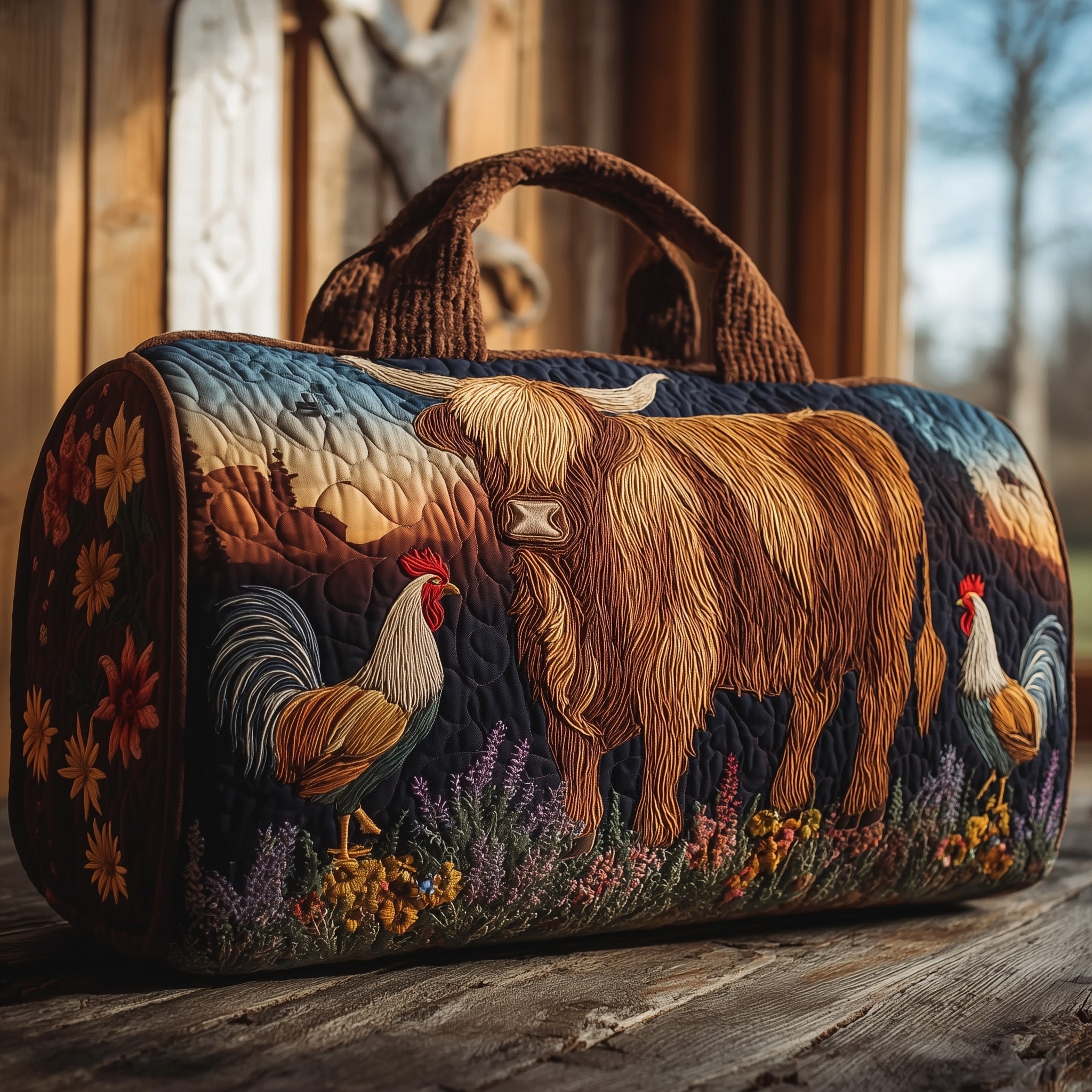 Highland Cow Quilted Duffle Bag Travel Duffel Thoughtful Gifts For Mom