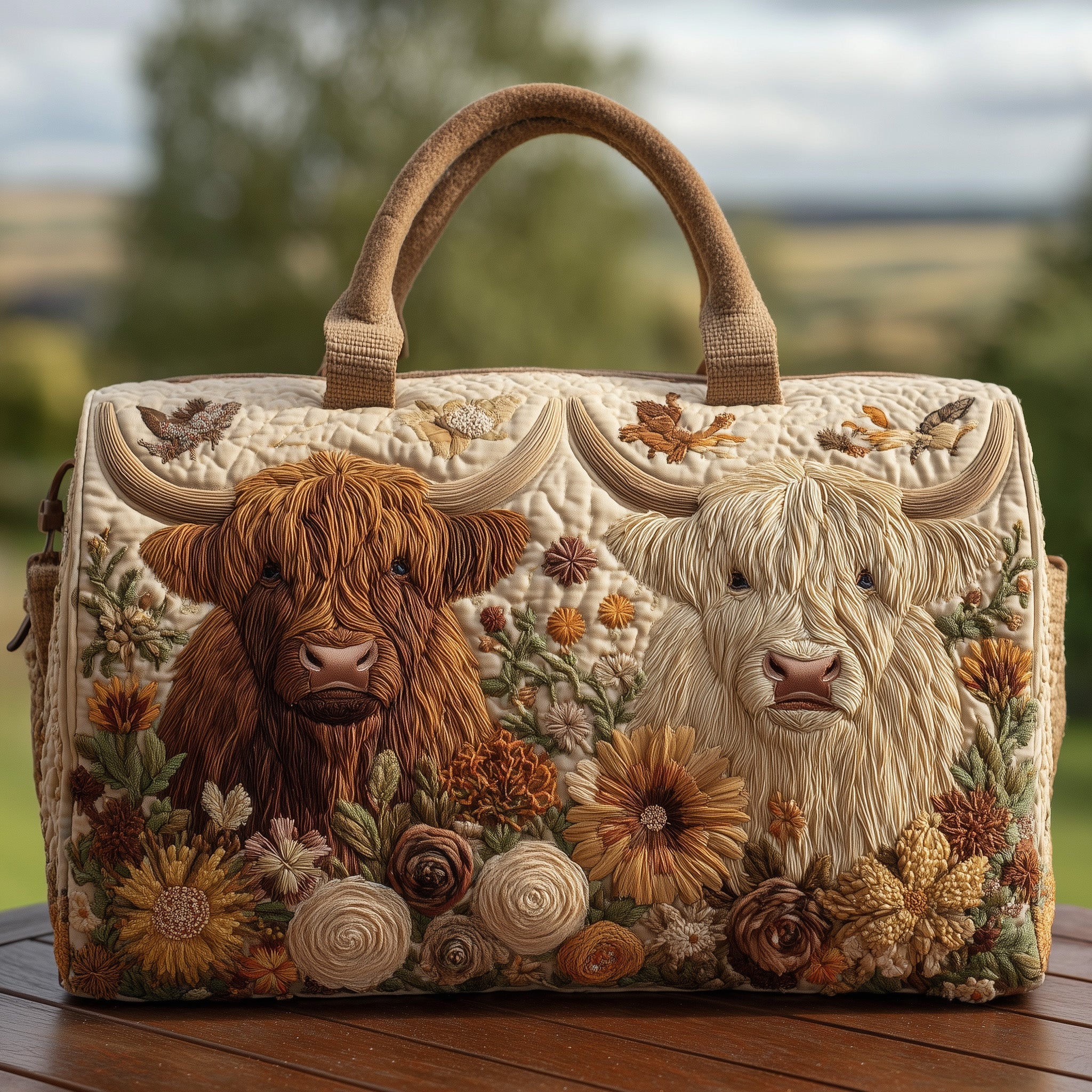 Highland Cow Quilted Duffle Bag Trendy Duffle Bags For Women Gift Ideas For Your Mom