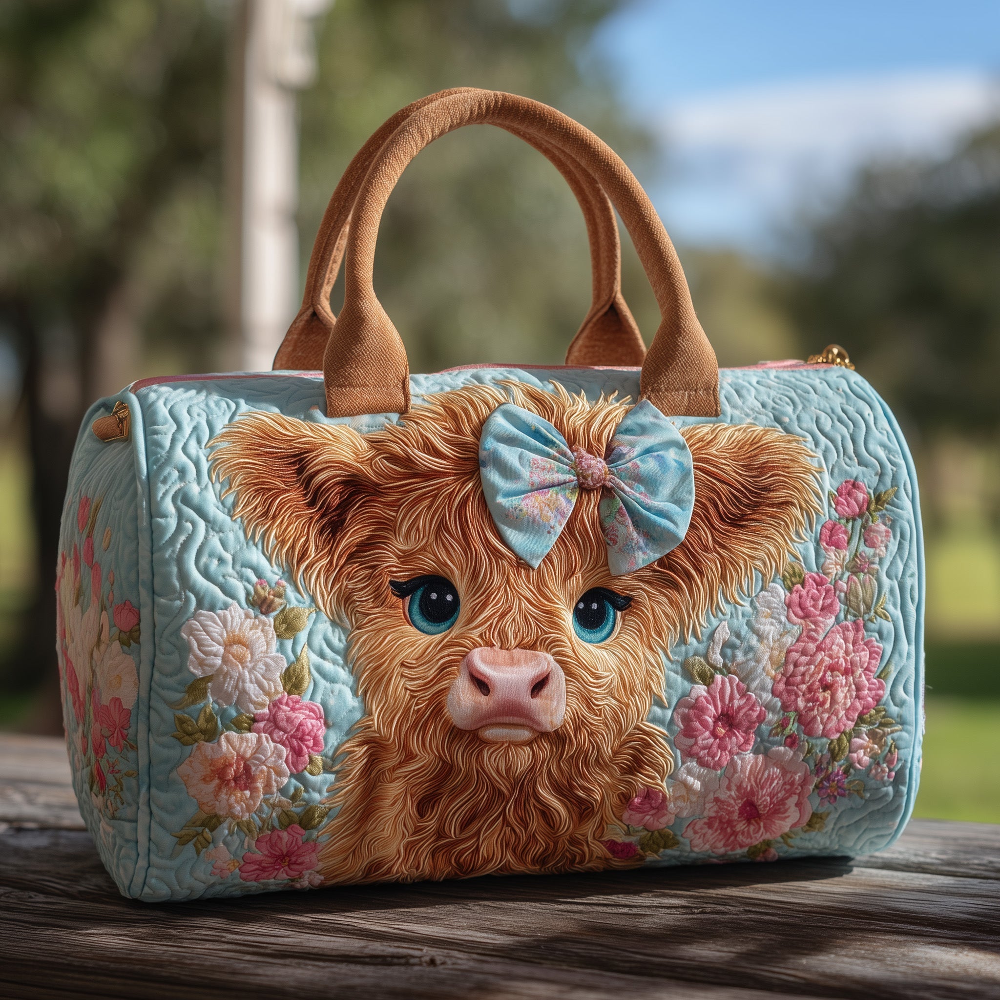 Highland Cow Quilted Duffle Bag Womens Gym Duffel Bag Mother Present Ideas