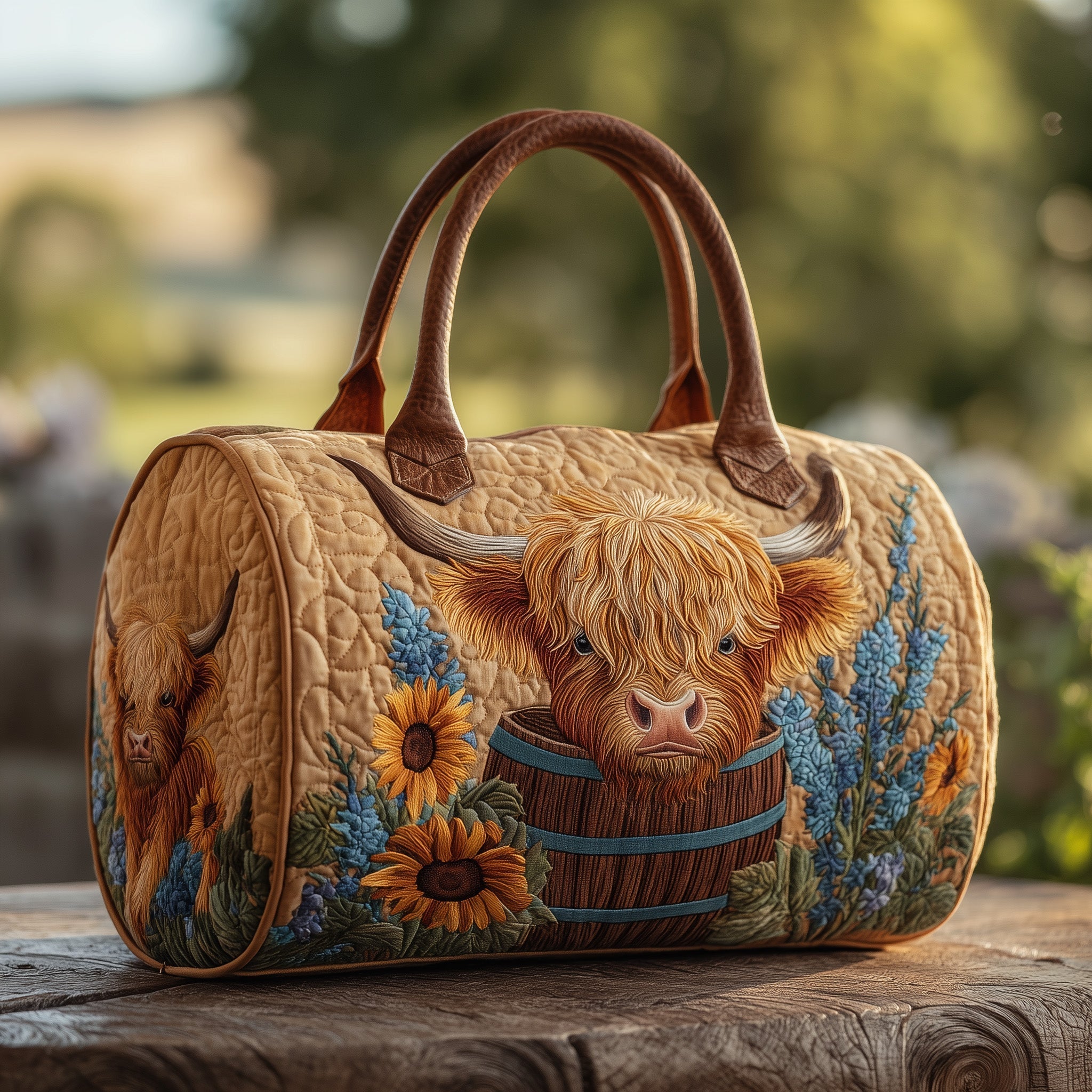 Highland Cow Quilted Duffle Bag Women's Weekender Duffel Bag Best Mothers Day Present