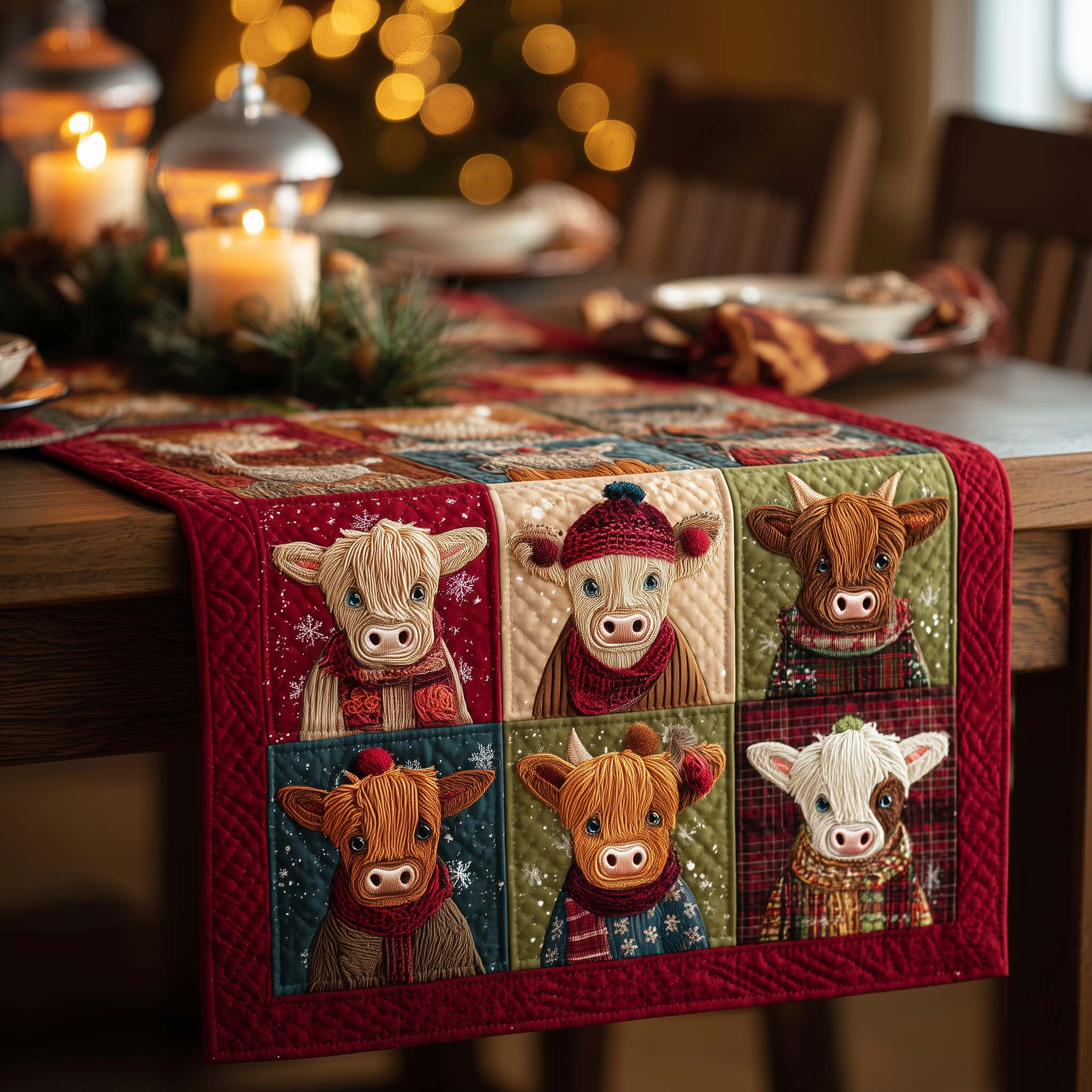 Highland Cow Quilted Table Runner Unusual Table Runners Highland Cow Presents