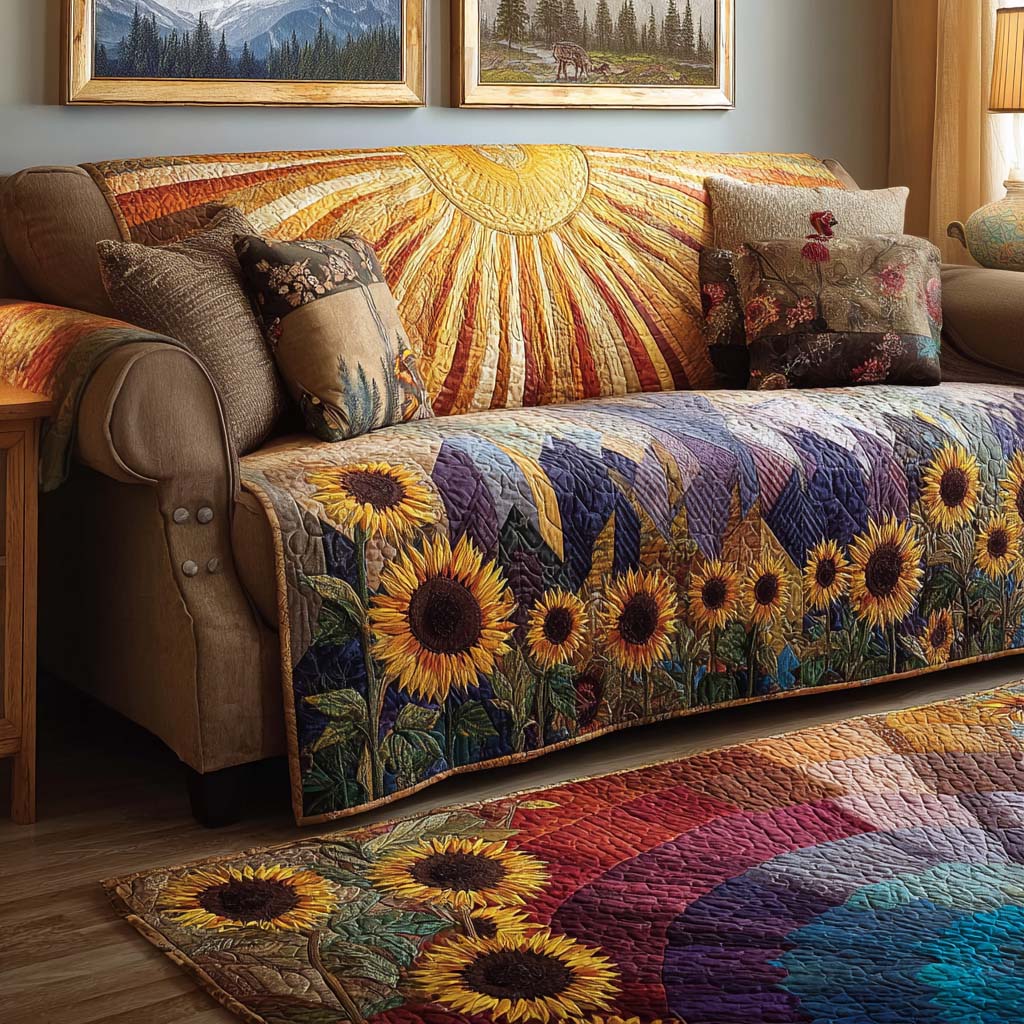 Hills and Flowers Quilted Sofa Cover Home Decor Shop Fathers Day Gifts Special