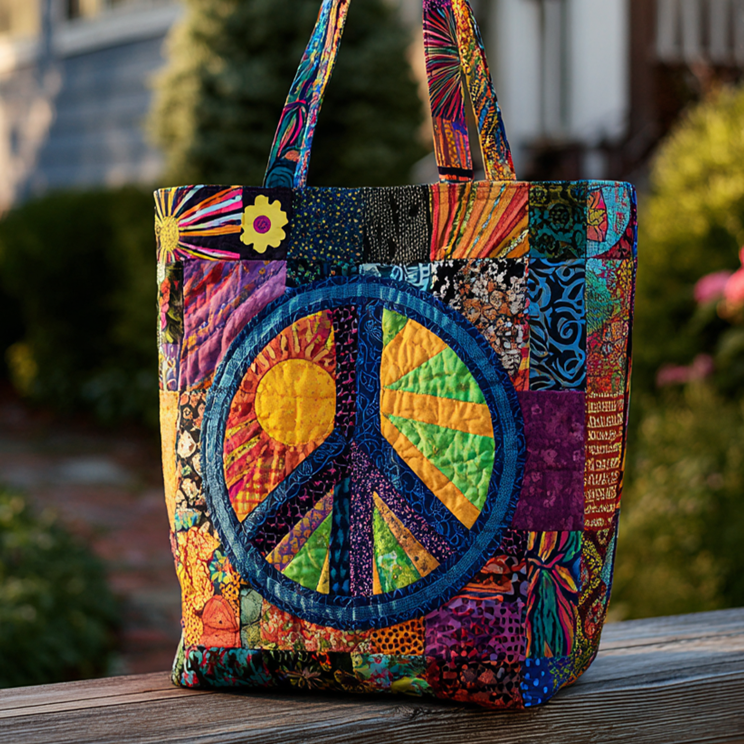 Hippie Heart Quilted Tote Bag Best Totes For Women Mummy And Daughter Gifts