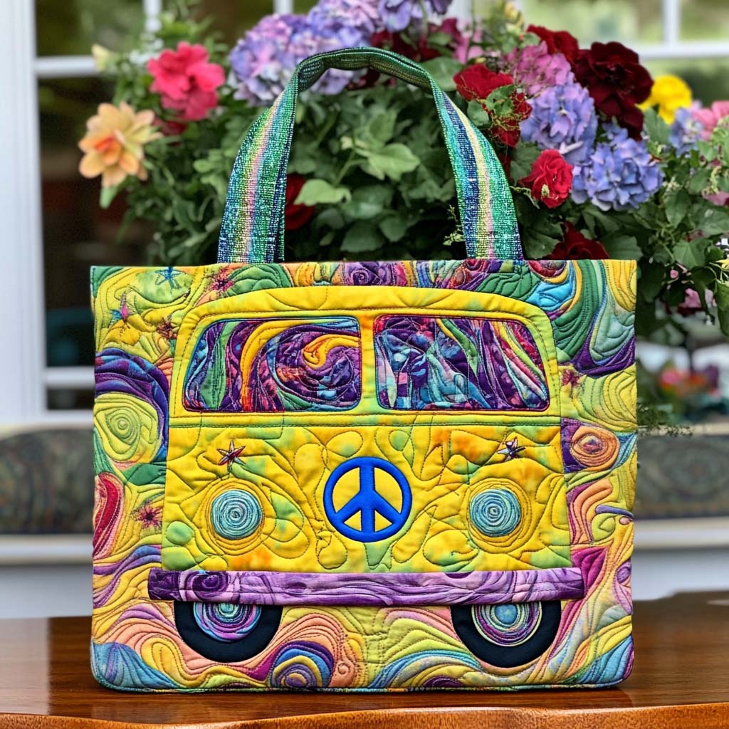 Hippie Heart Quilted Tote Bag Trendy Bags For Women Thoughtful Mother's Day Gifts