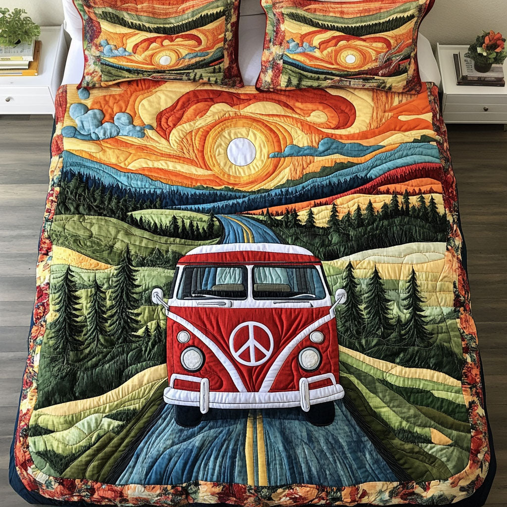 Hippie Highway Quilted Bedding Set Bed Sheet Set Best Gifts For Hippies