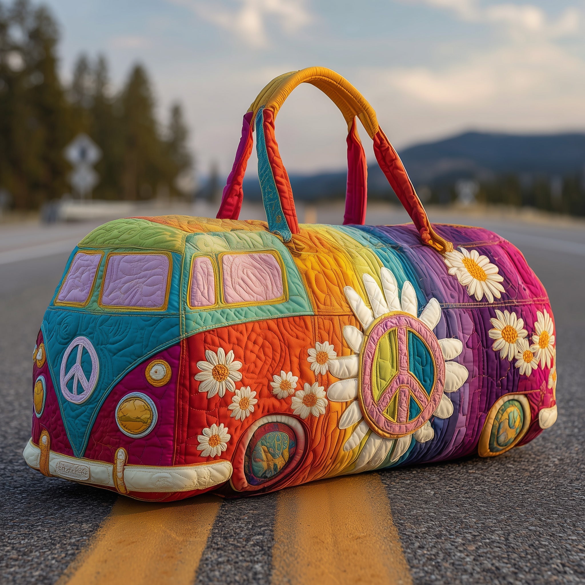 Hippie Journey Quilted Duffle Bag Weekender Duffel Best Gift Ideas For Mom