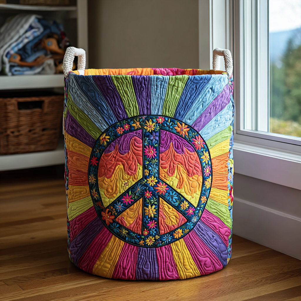 Hippie Joy Quilted Laundry Basket Best Foldable Laundry Basket Unique Gifts For Mother