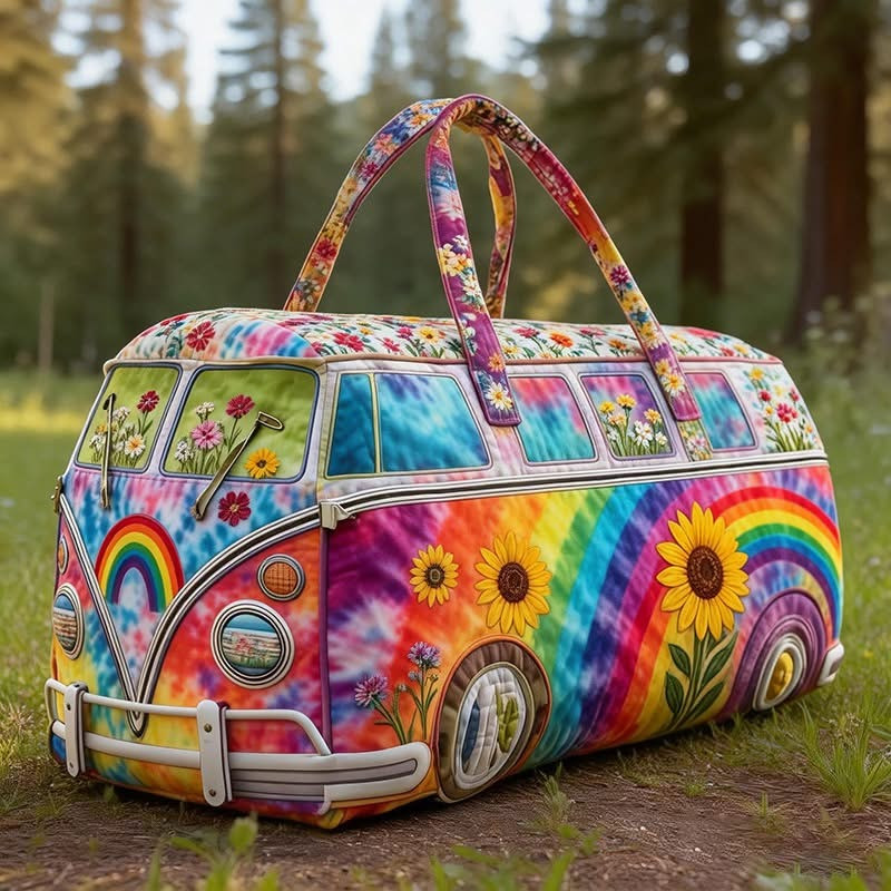 Hippie Style Colorful Quilted Duffle Bag Premium Duffle Bags For Gym Gift For Men