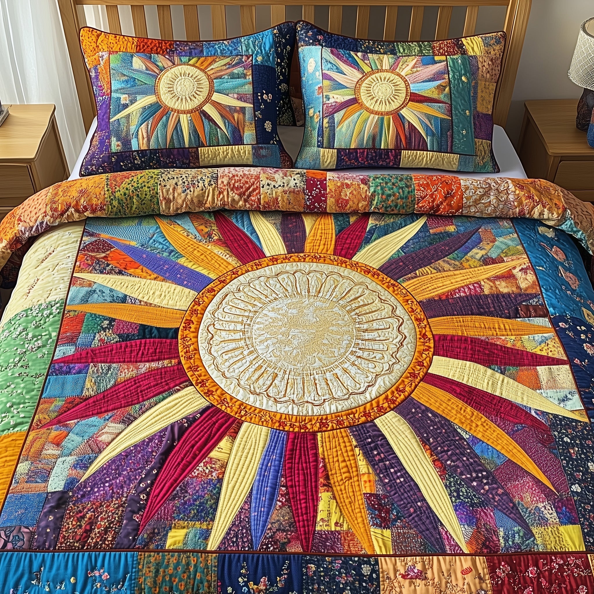 Hippie Sun Quilted Bedding Set Bed Comforter Sets Good Presents For Moms