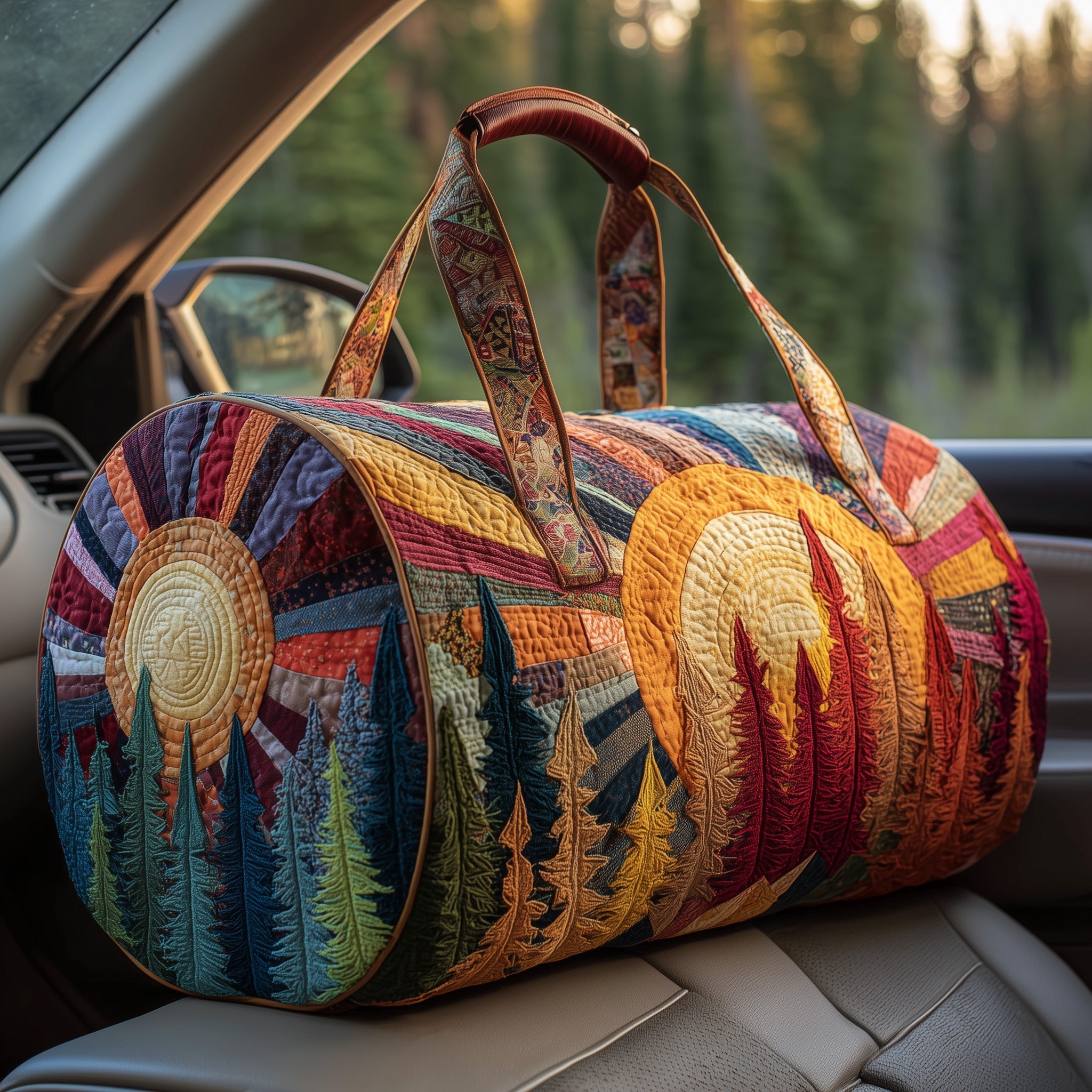 Hippie Sun Quilted Duffle Bag Big Gym Bag Gift Ideas For Mom