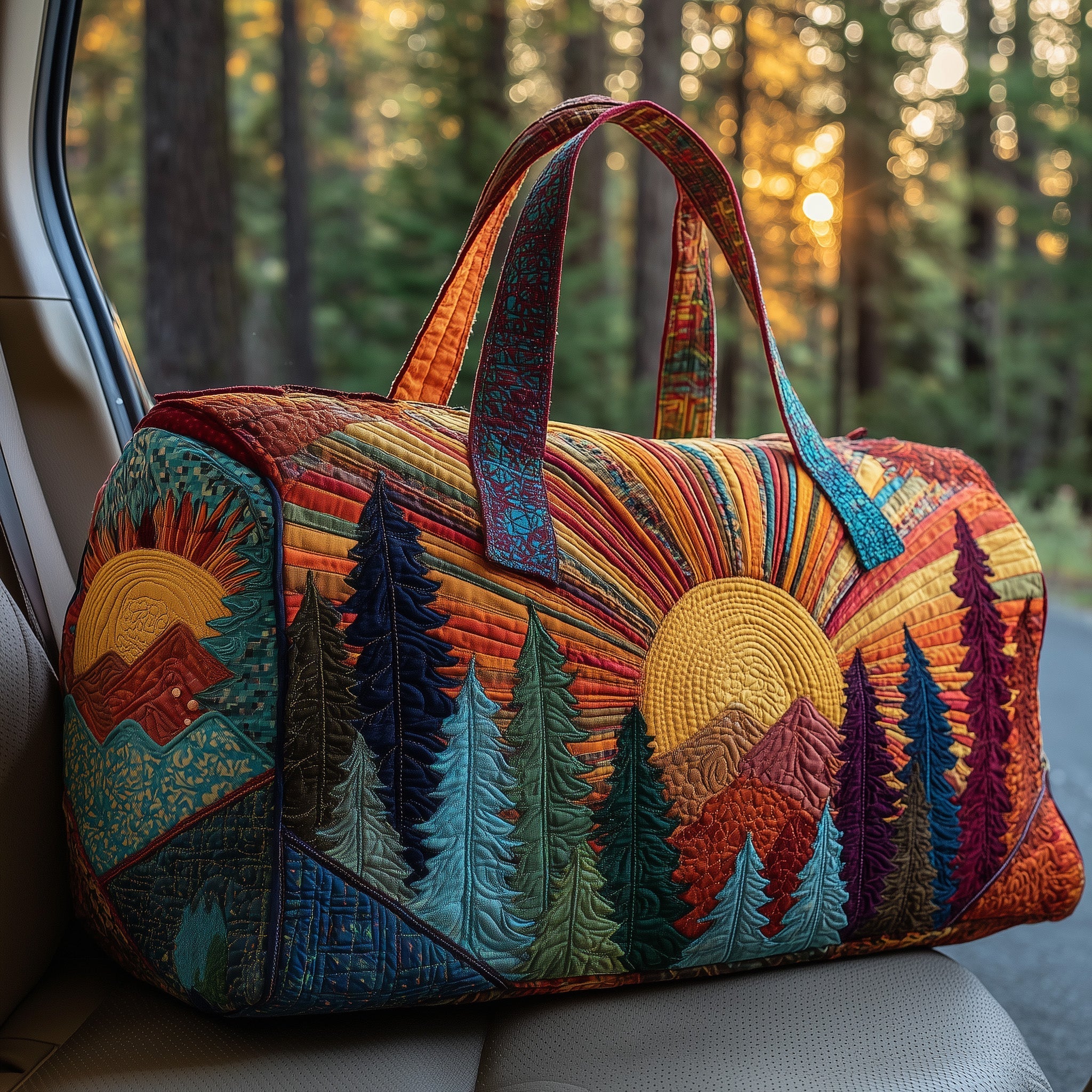 Hippie Sun Quilted Duffle Bag Small Duffle Bag Women Mothers Birthday Gifts